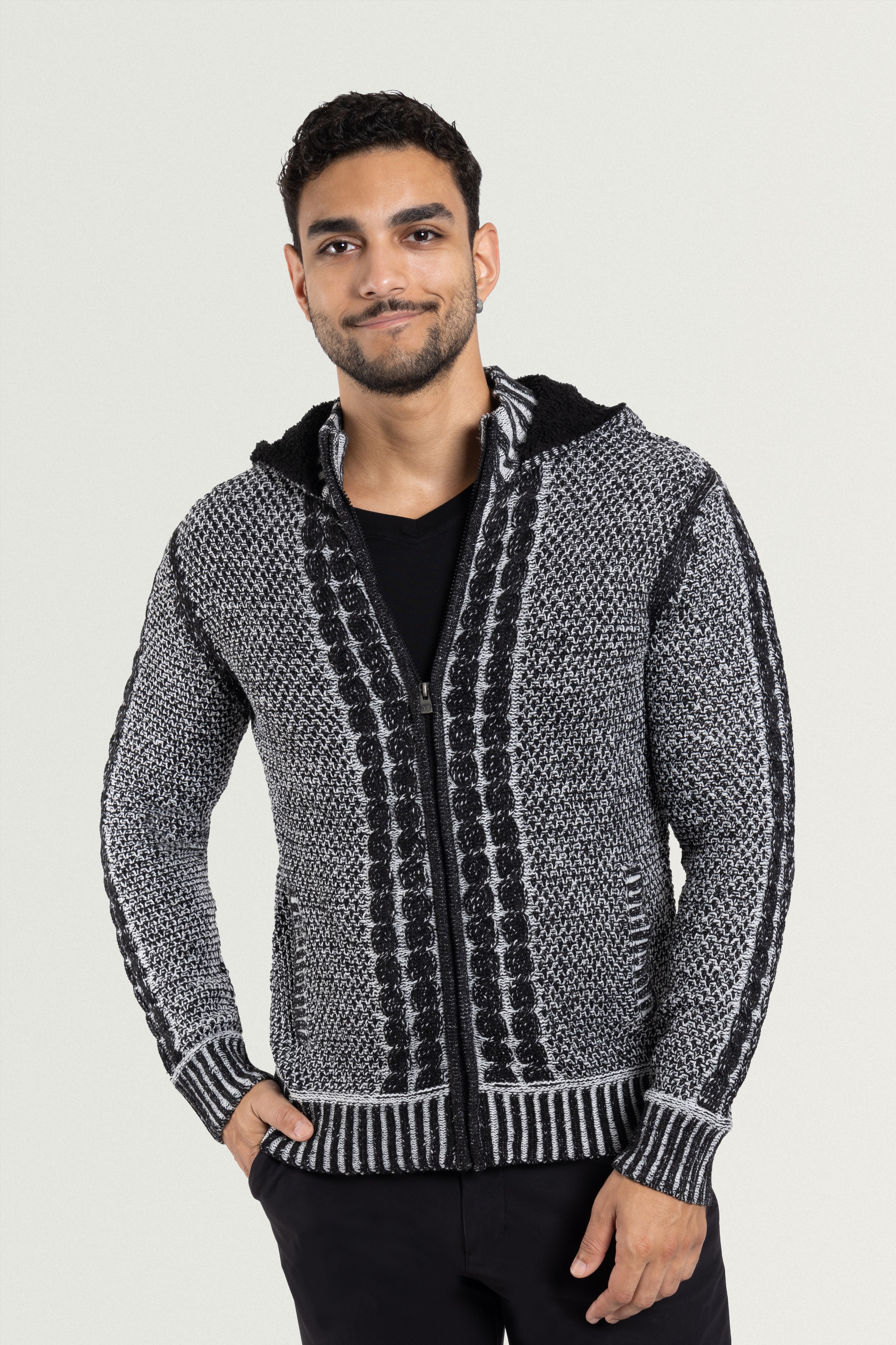 knitted cardigan  long male sweater  men's cardigan sweater with pockets  mr rogers bag