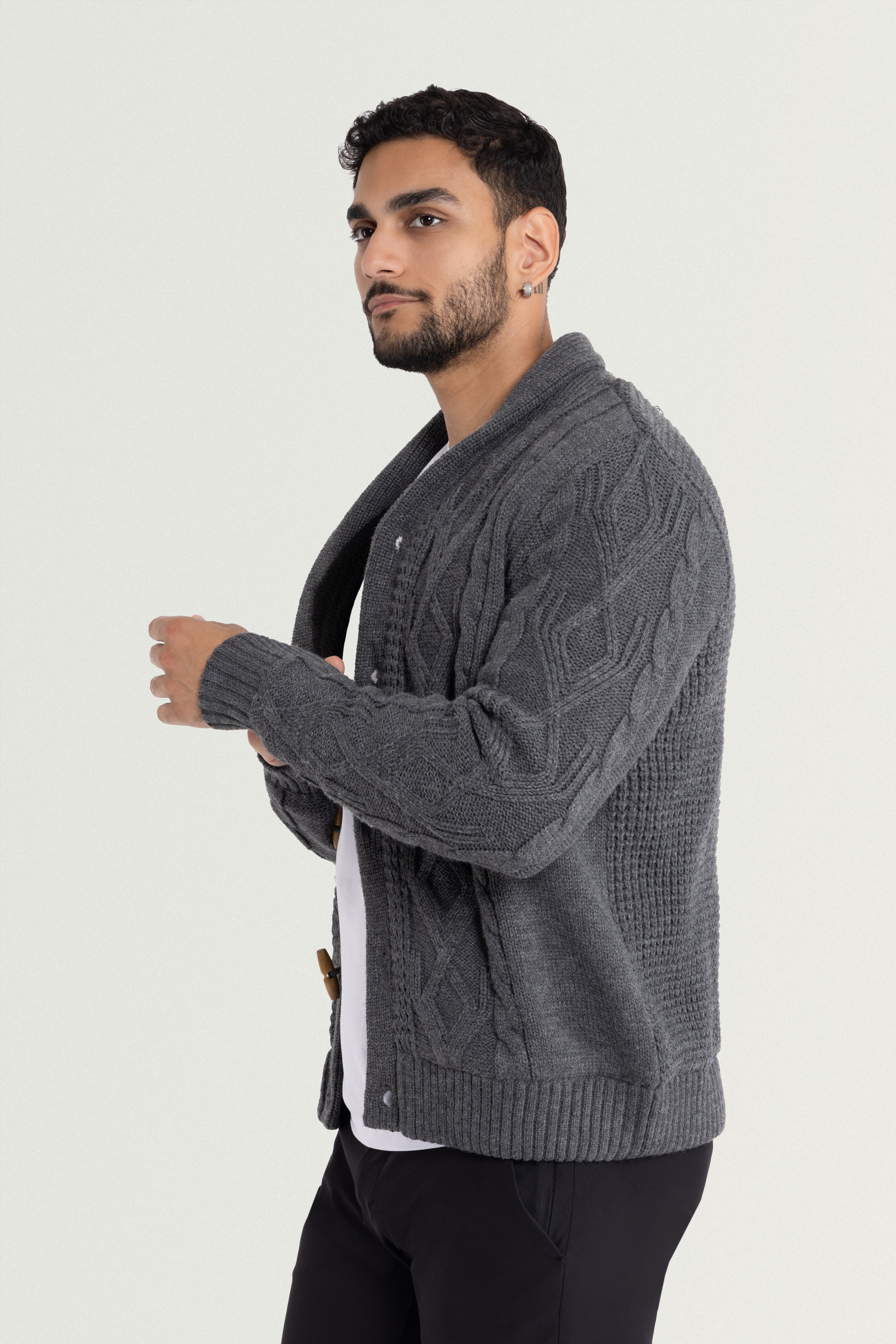 knitted cardigan  long male sweater  men's cardigan sweater with pockets  mr rogers bag