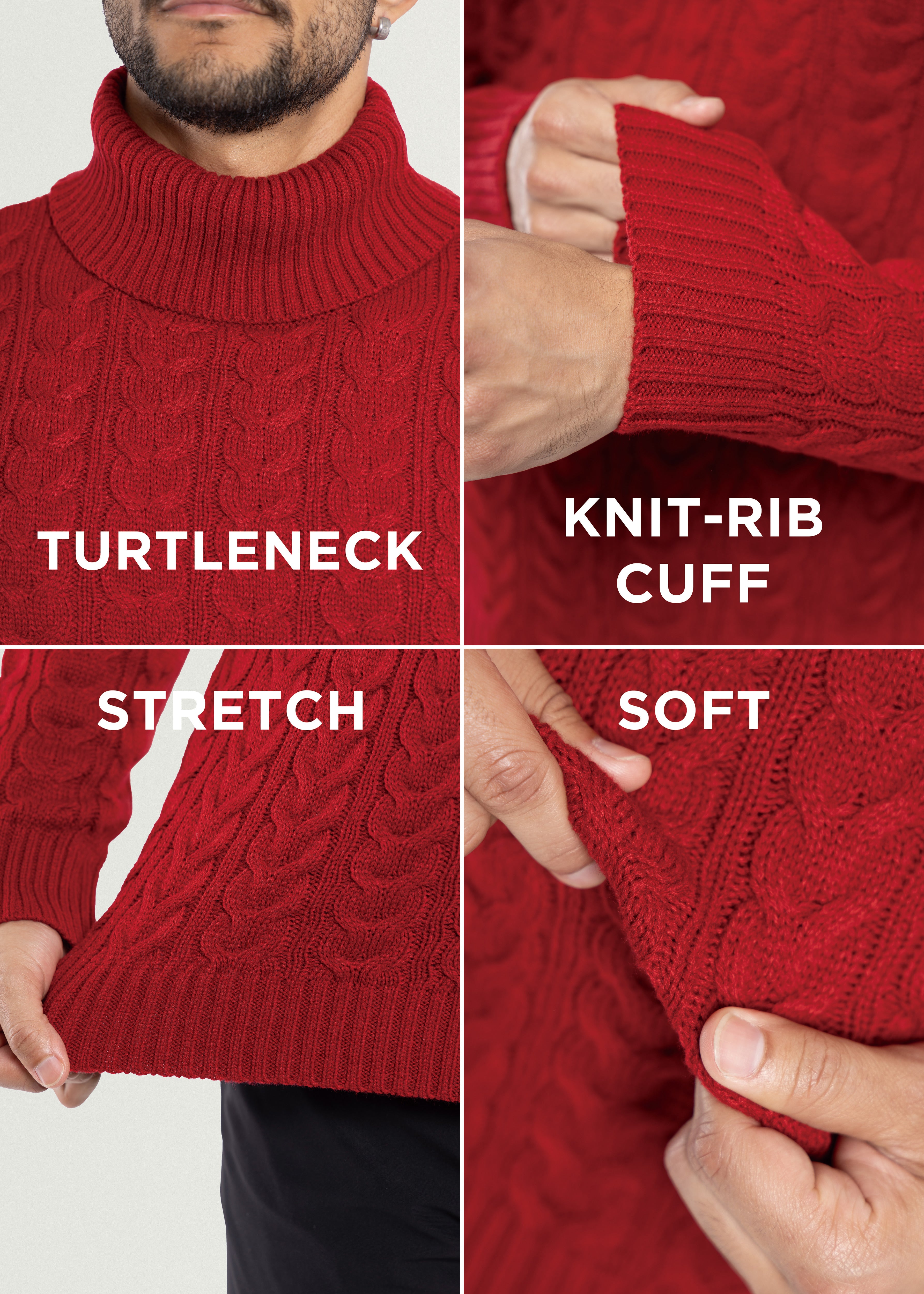 camisetas navideñas para hombre charcoal gray turtleneck christmas red sweater men