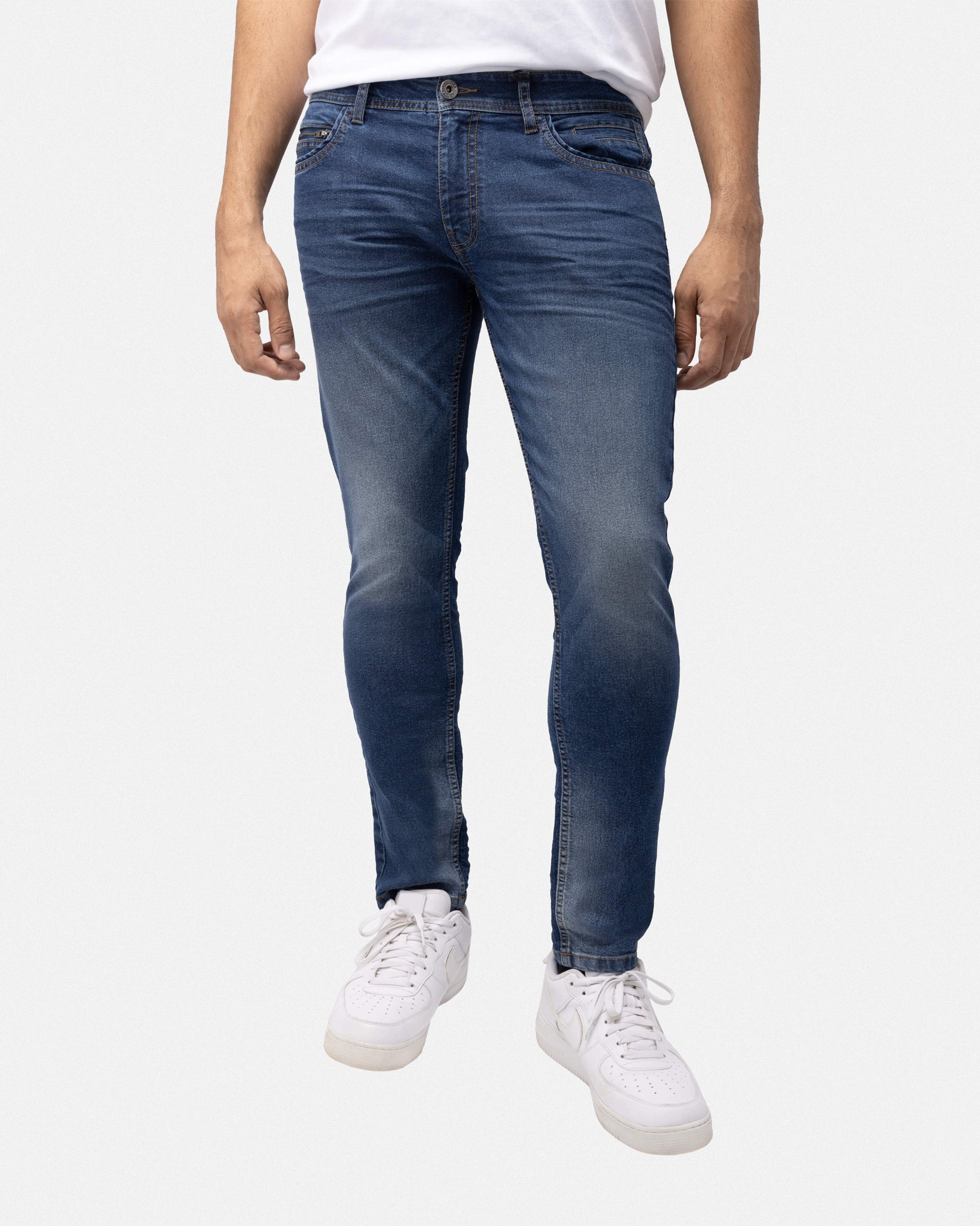 CULTURA AZURE Mens Basic Casual Stretch Washed Denim Jeans Flex