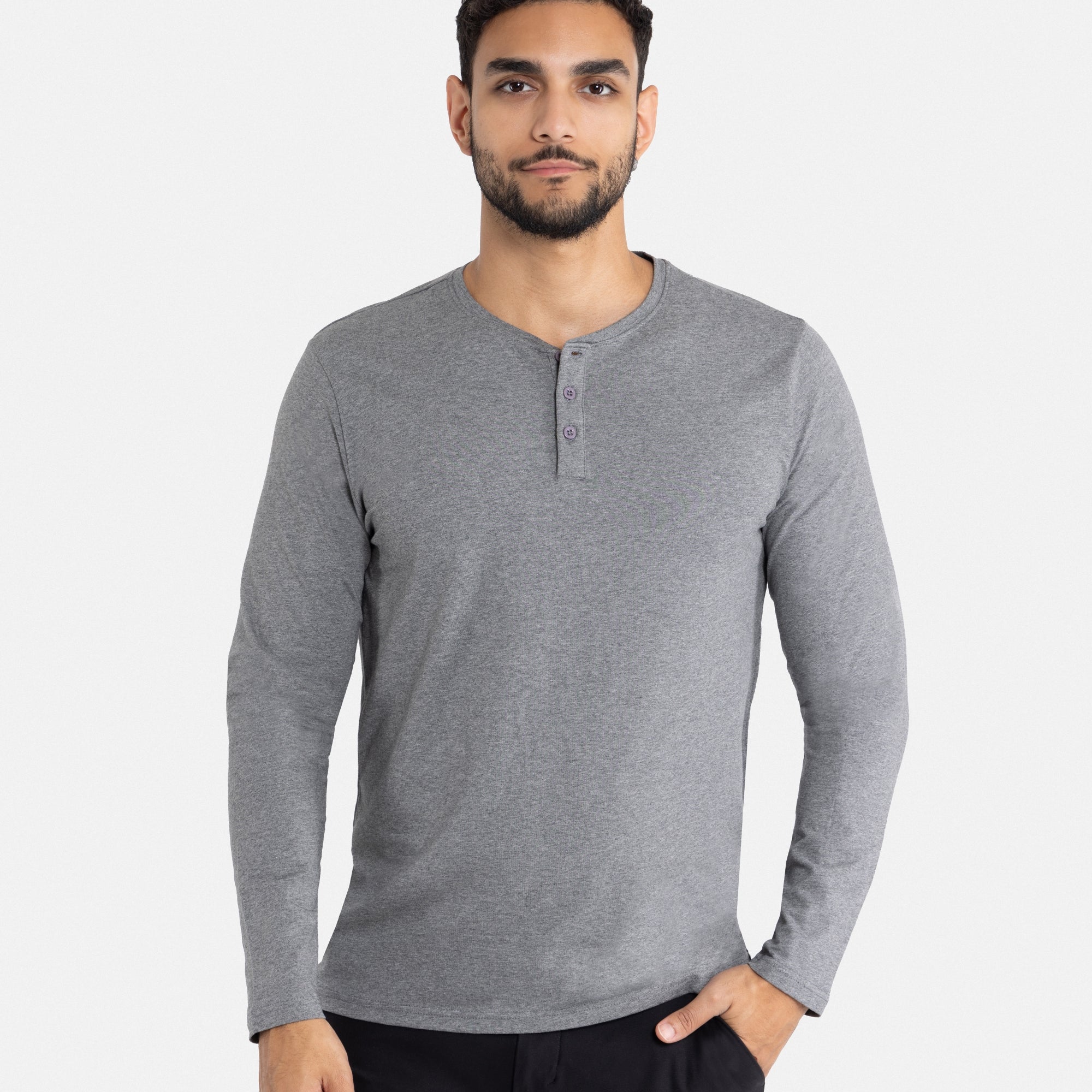 X RAY Men's Classic Long Sleeve Henley T-Shirt