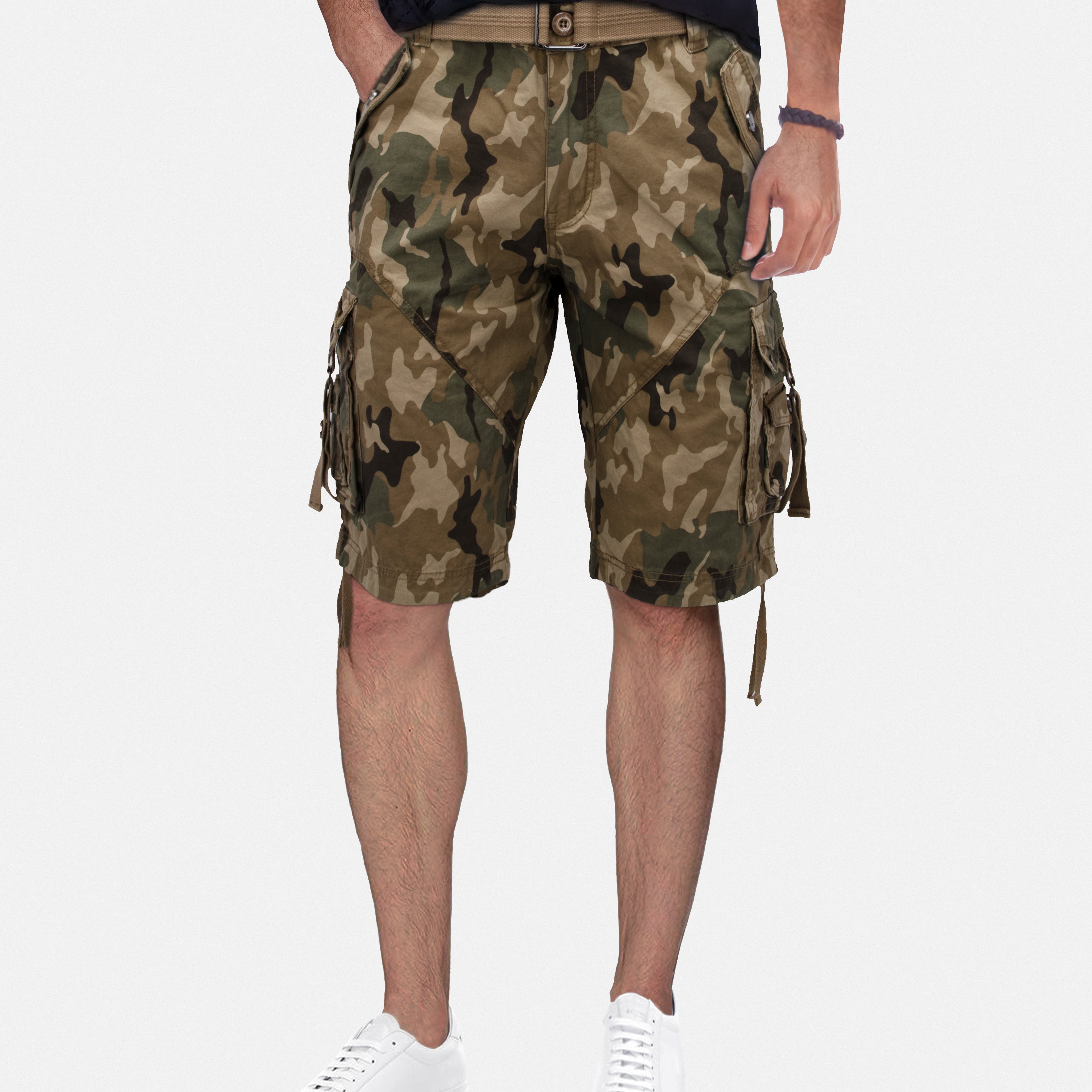 X RAY Mens Tactical Bermuda Cargo Shorts Camo and Solid Colors 12.5" Inseam Knee Length Classic Fit Multi Pocket Capri Pants