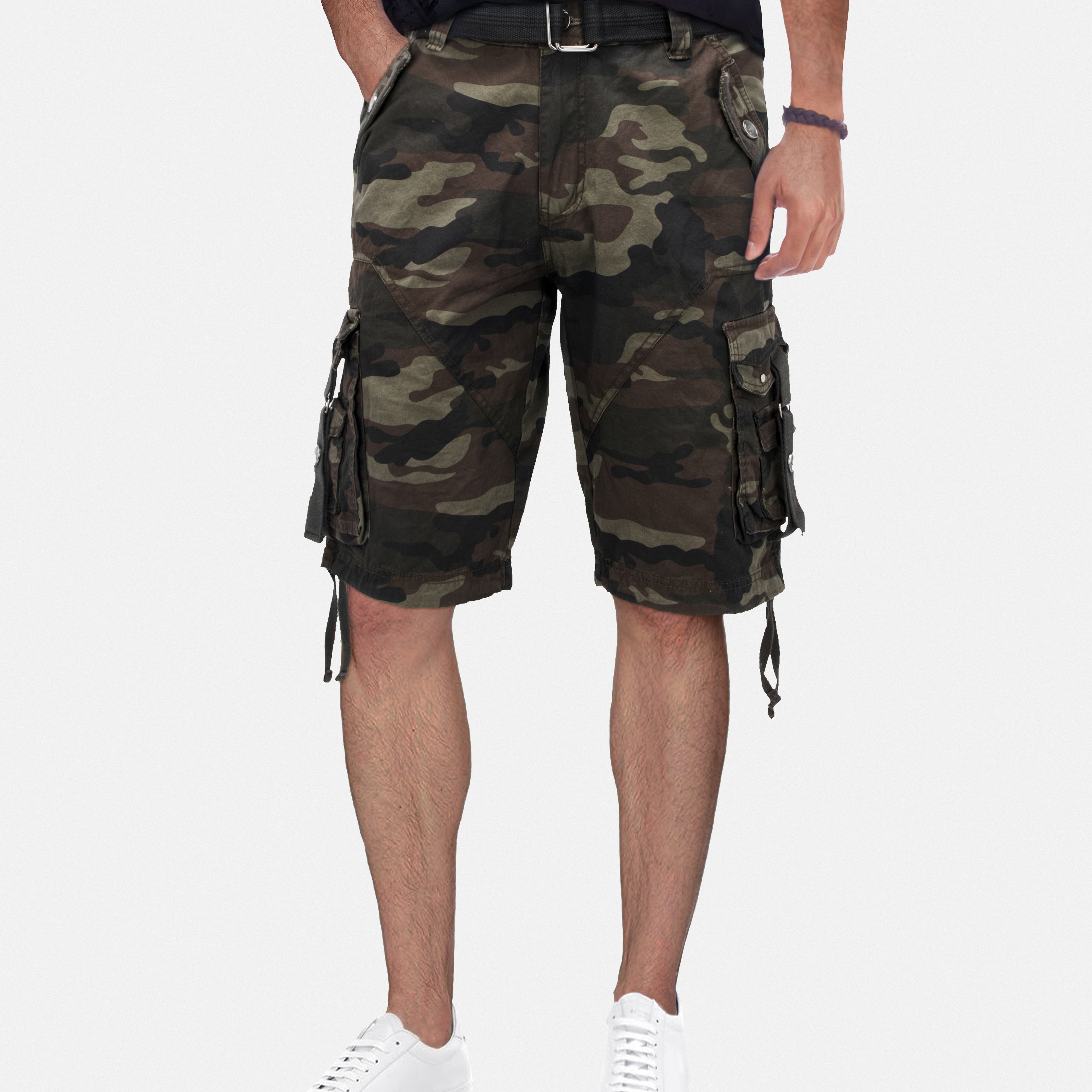 X RAY Mens Tactical Bermuda Cargo Shorts Camo and Solid Colors 12.5" Inseam Knee Length Classic Fit Multi Pocket Capri Pants