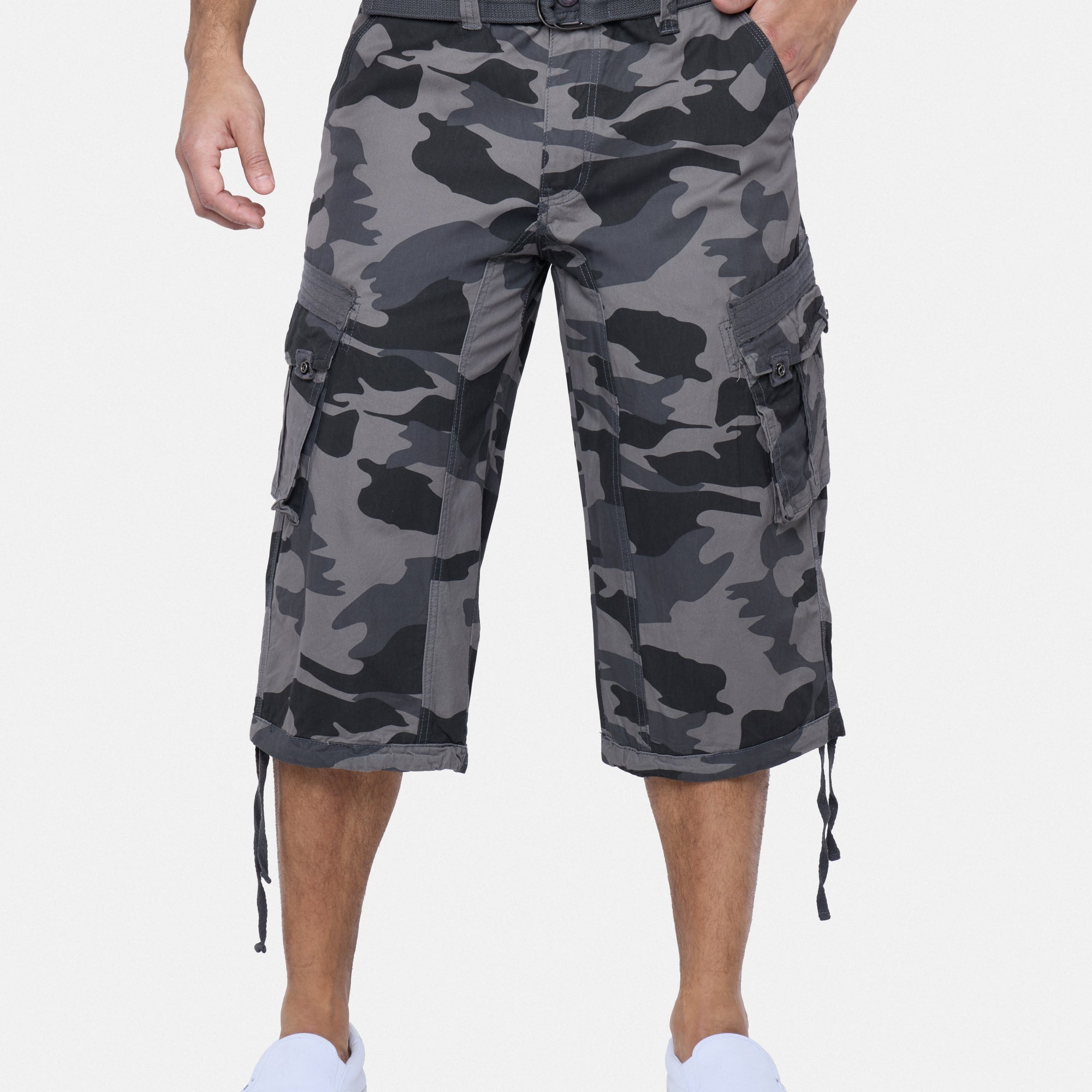 #XMS-1618 Belted 18" Long Cargo Shorts