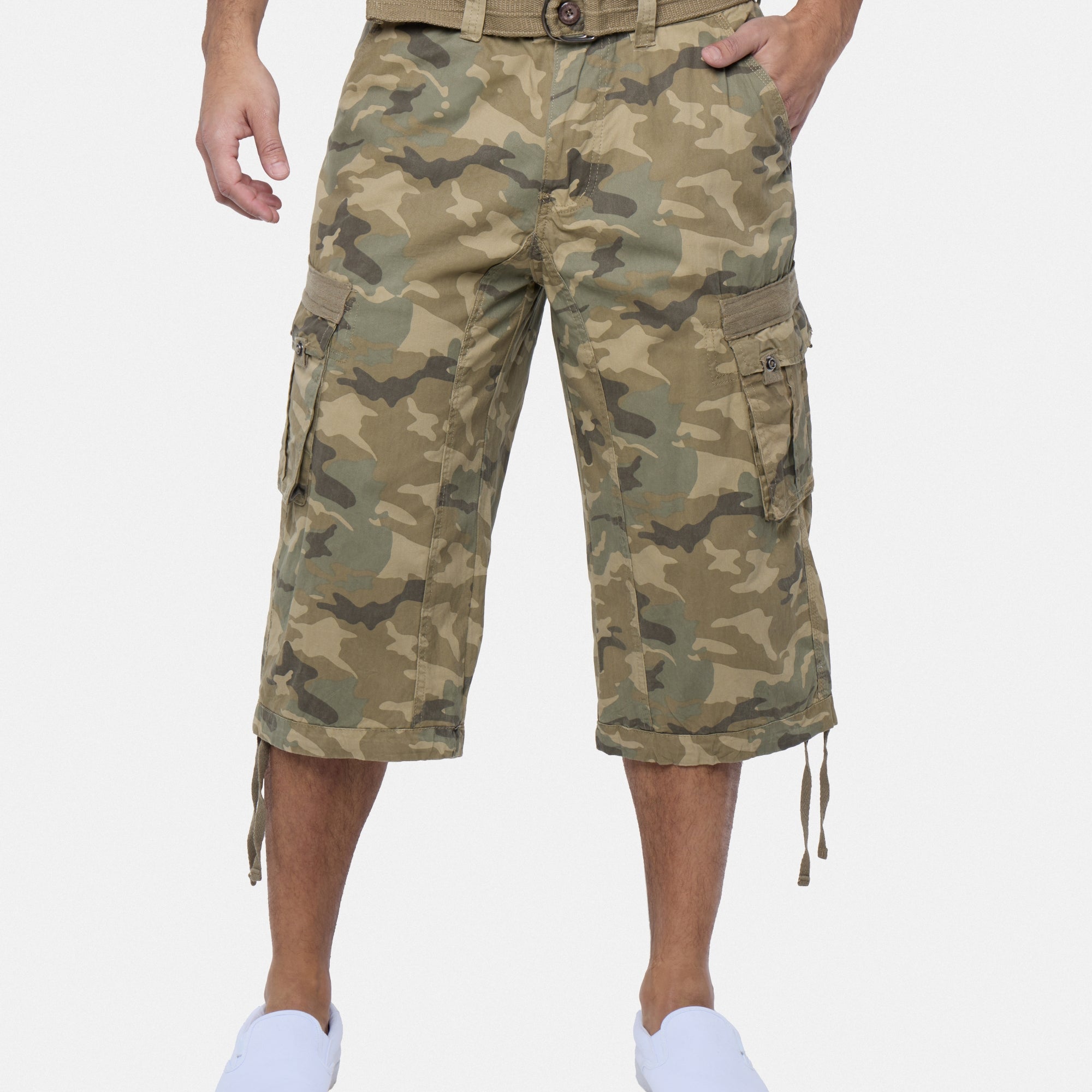 #XMS-1618 Belted 18" Long Cargo Shorts