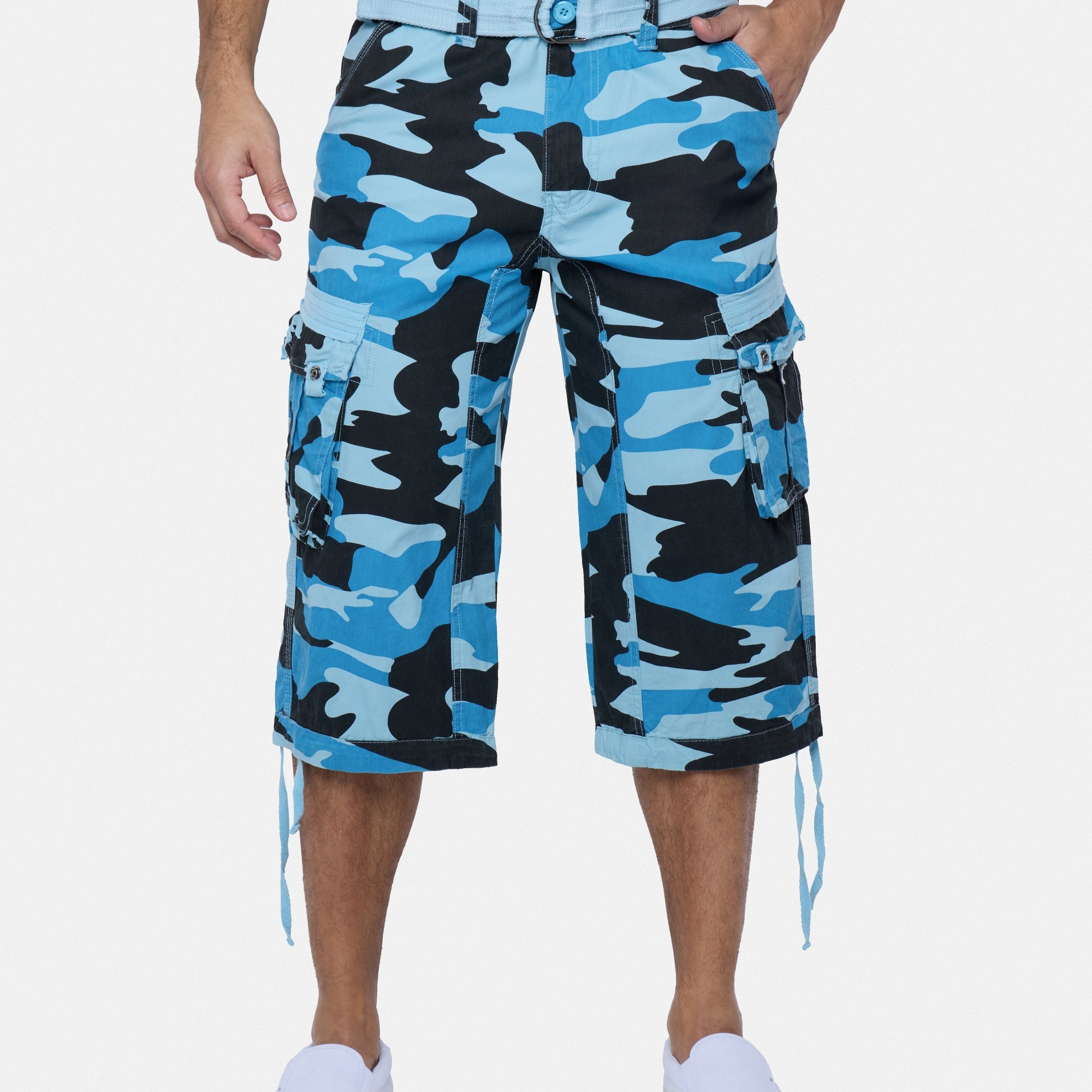 #XMS-1618 Belted 18" Long Cargo Shorts