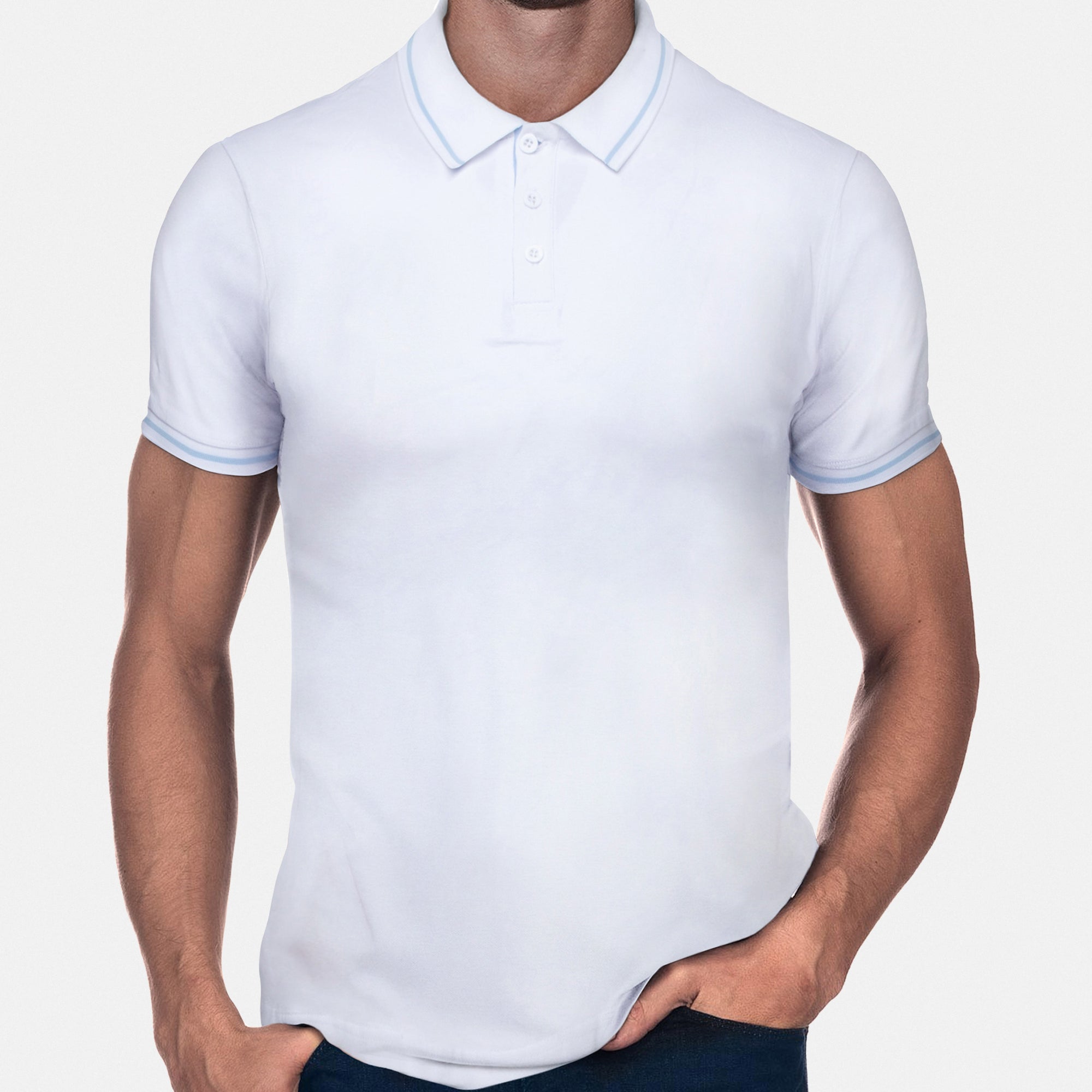 X RAY Men's Basic Short Sleeve Tipped Golf Polo Shirts