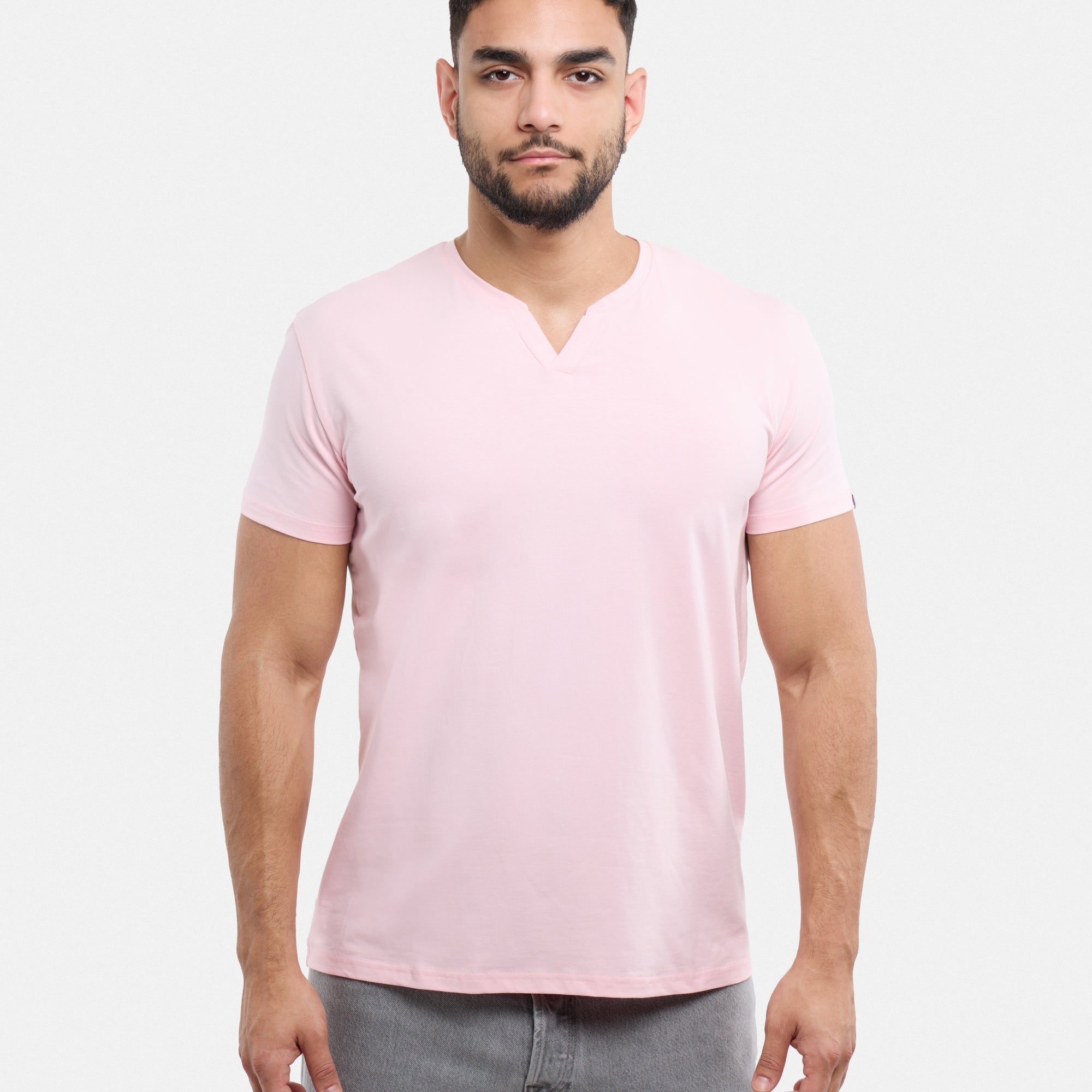 X RAY Men's Basic V-Notch Neck Short Sleeve Split Neck T-Shirt