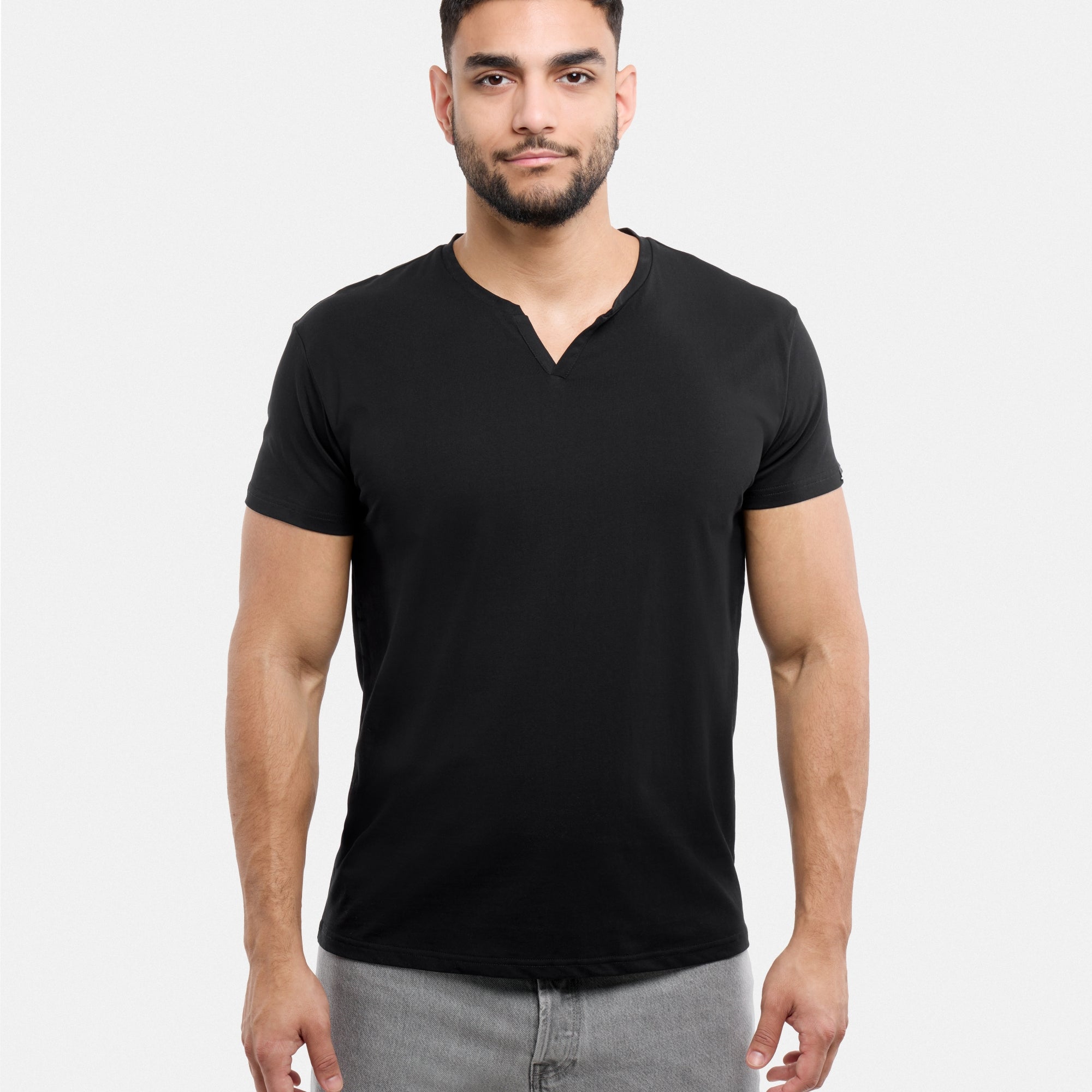 X RAY Men's Basic V-Notch Neck Short Sleeve Split Neck T-Shirt