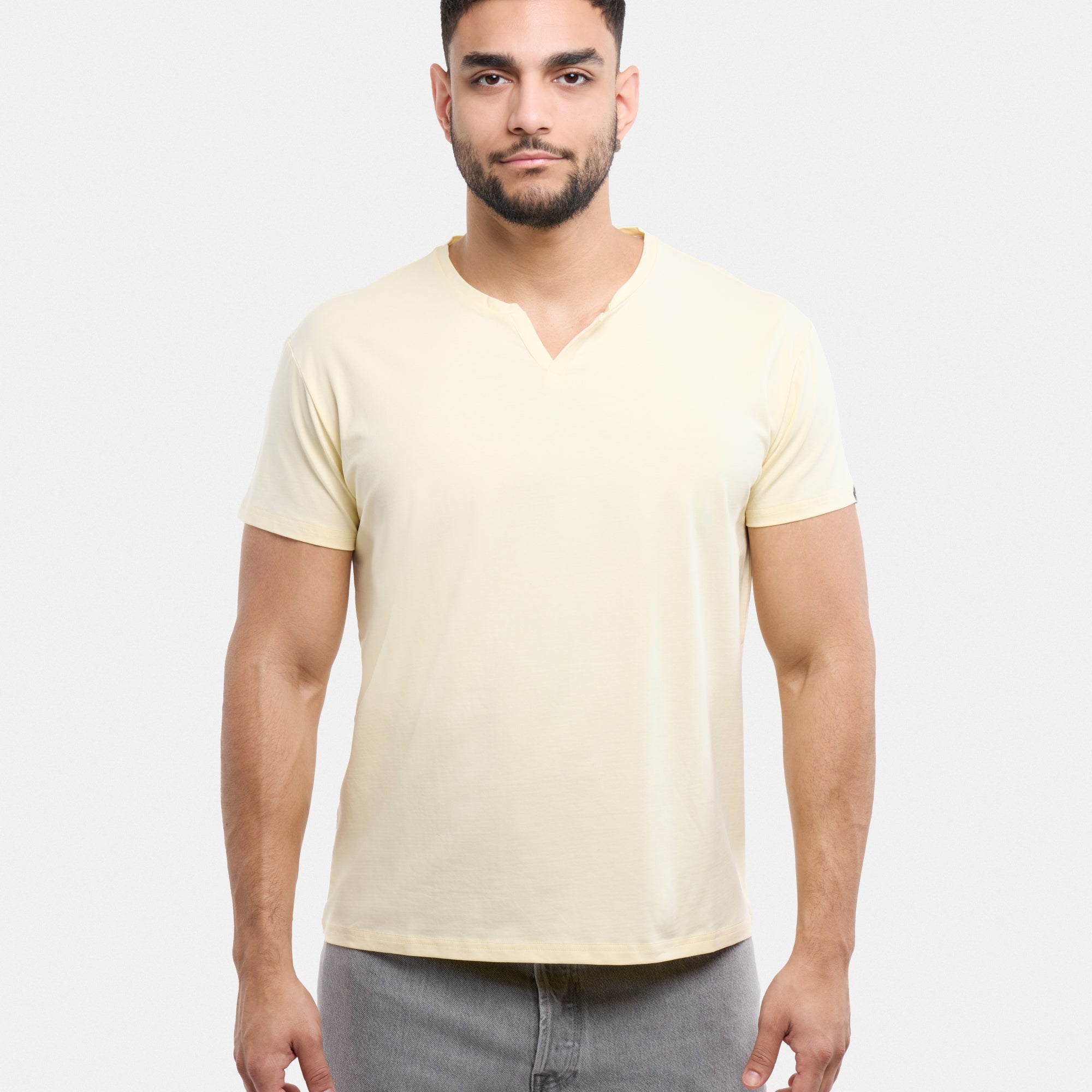 X RAY Men's Basic V-Notch Neck Short Sleeve Split Neck T-Shirt