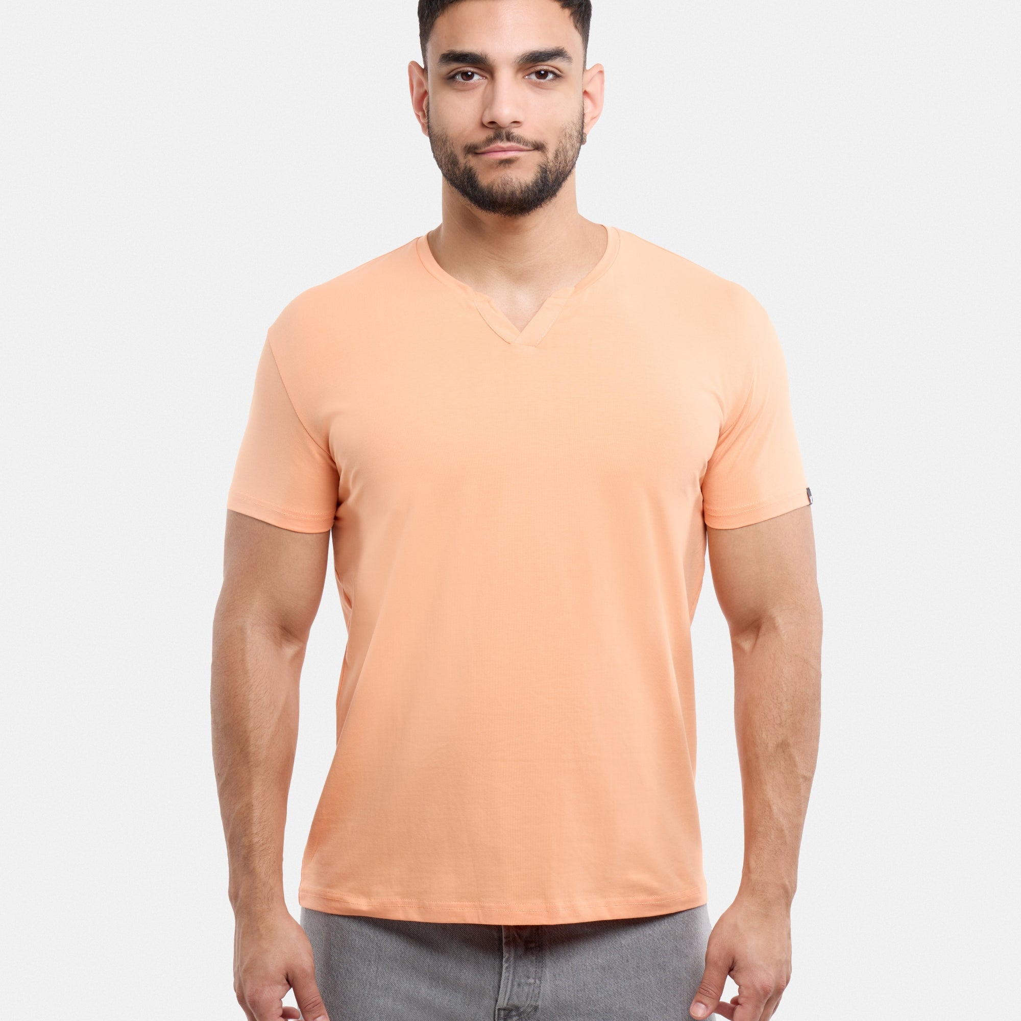 X RAY Men's Basic V-Notch Neck Short Sleeve Split Neck T-Shirt