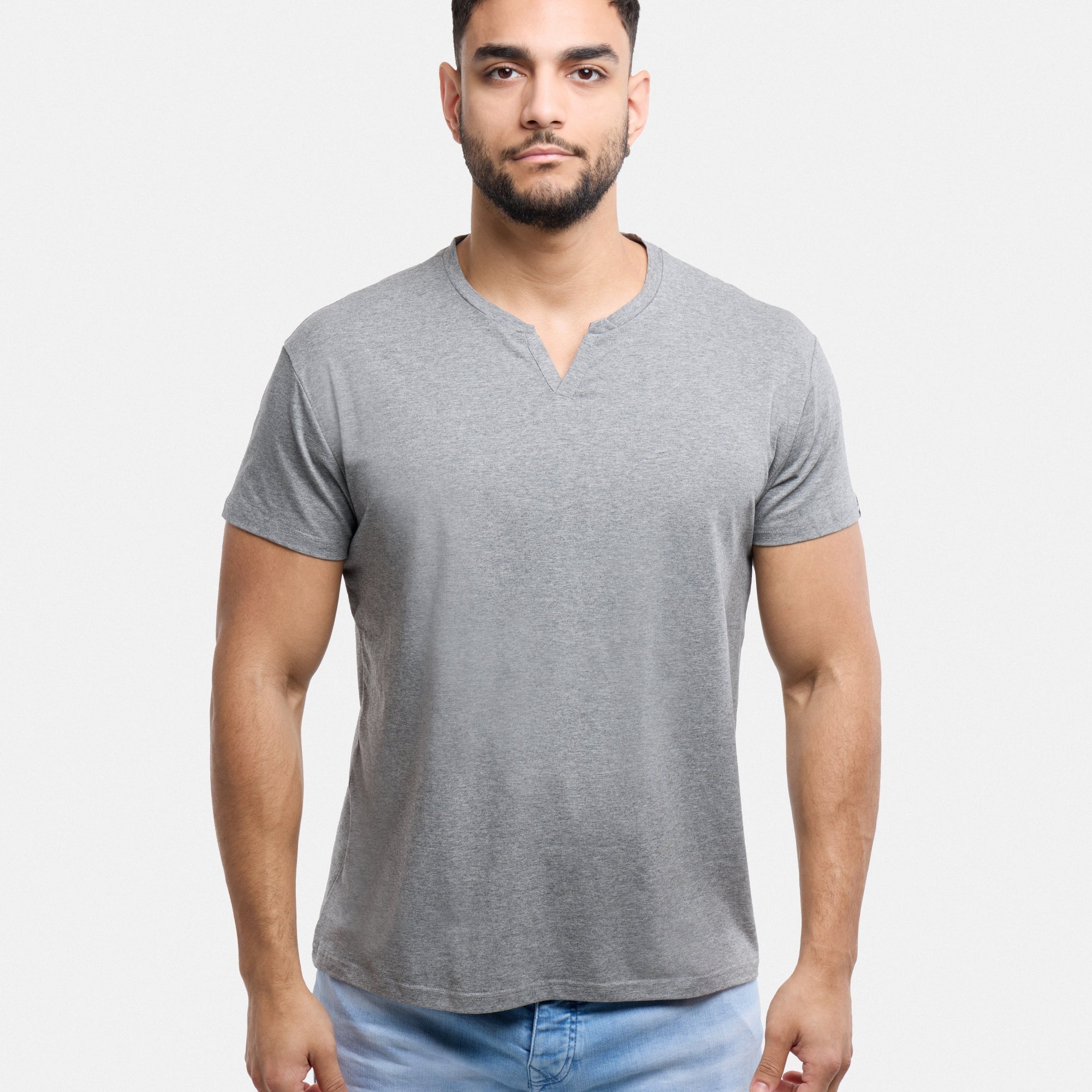 X RAY Men's Basic V-Notch Neck Short Sleeve Split Neck T-Shirt