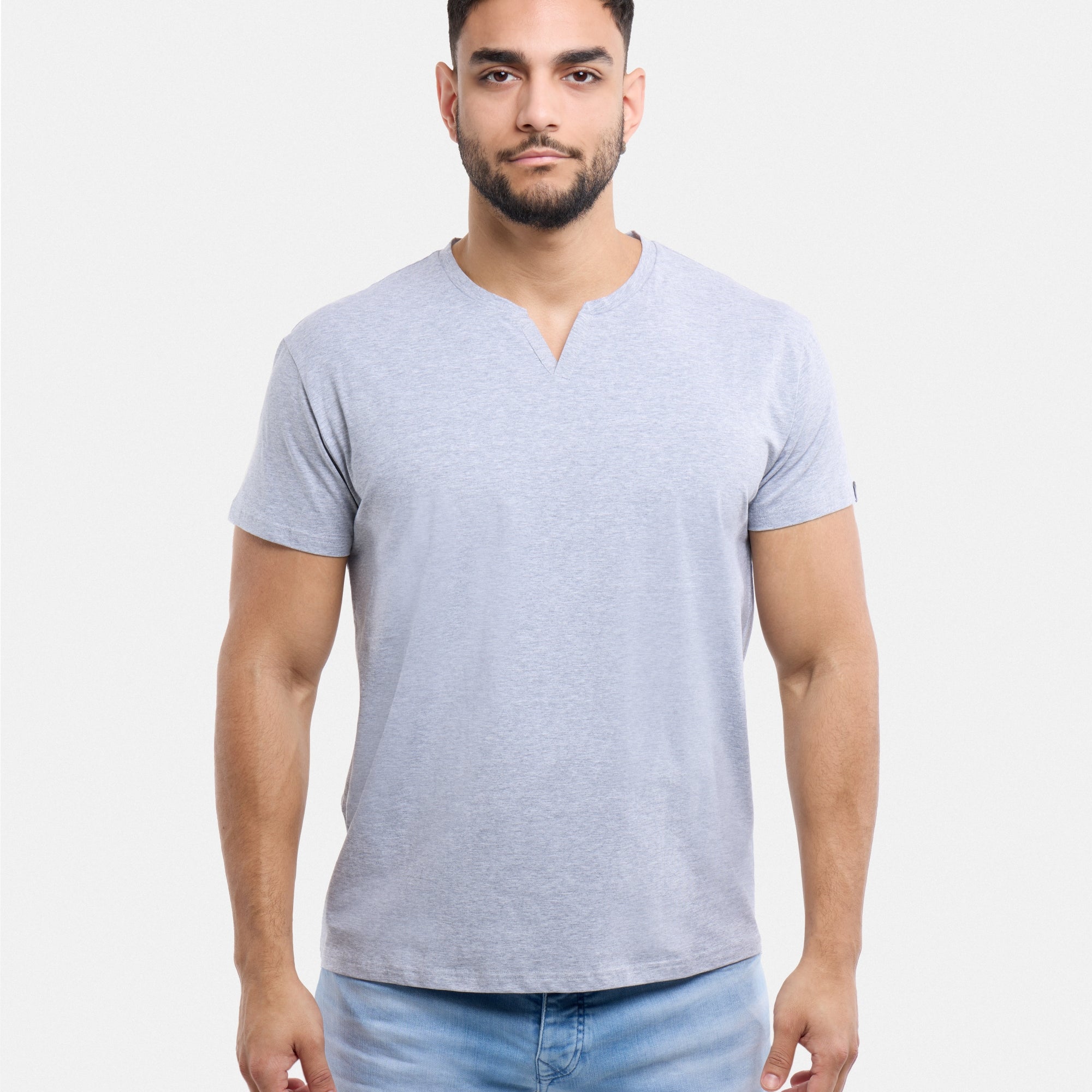 X RAY Men's Basic V-Notch Neck Short Sleeve Split Neck T-Shirt