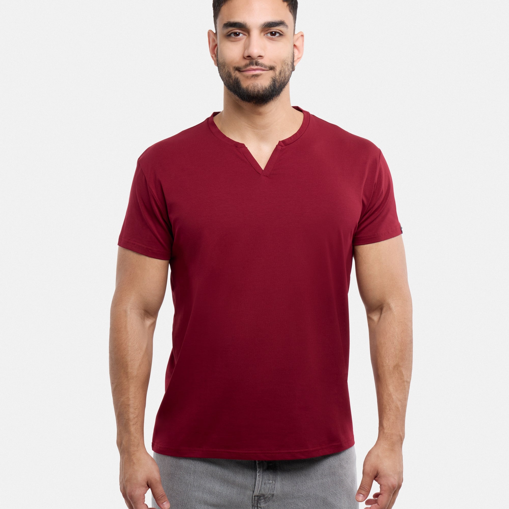 X RAY Men's Basic V-Notch Neck Short Sleeve Split Neck T-Shirt