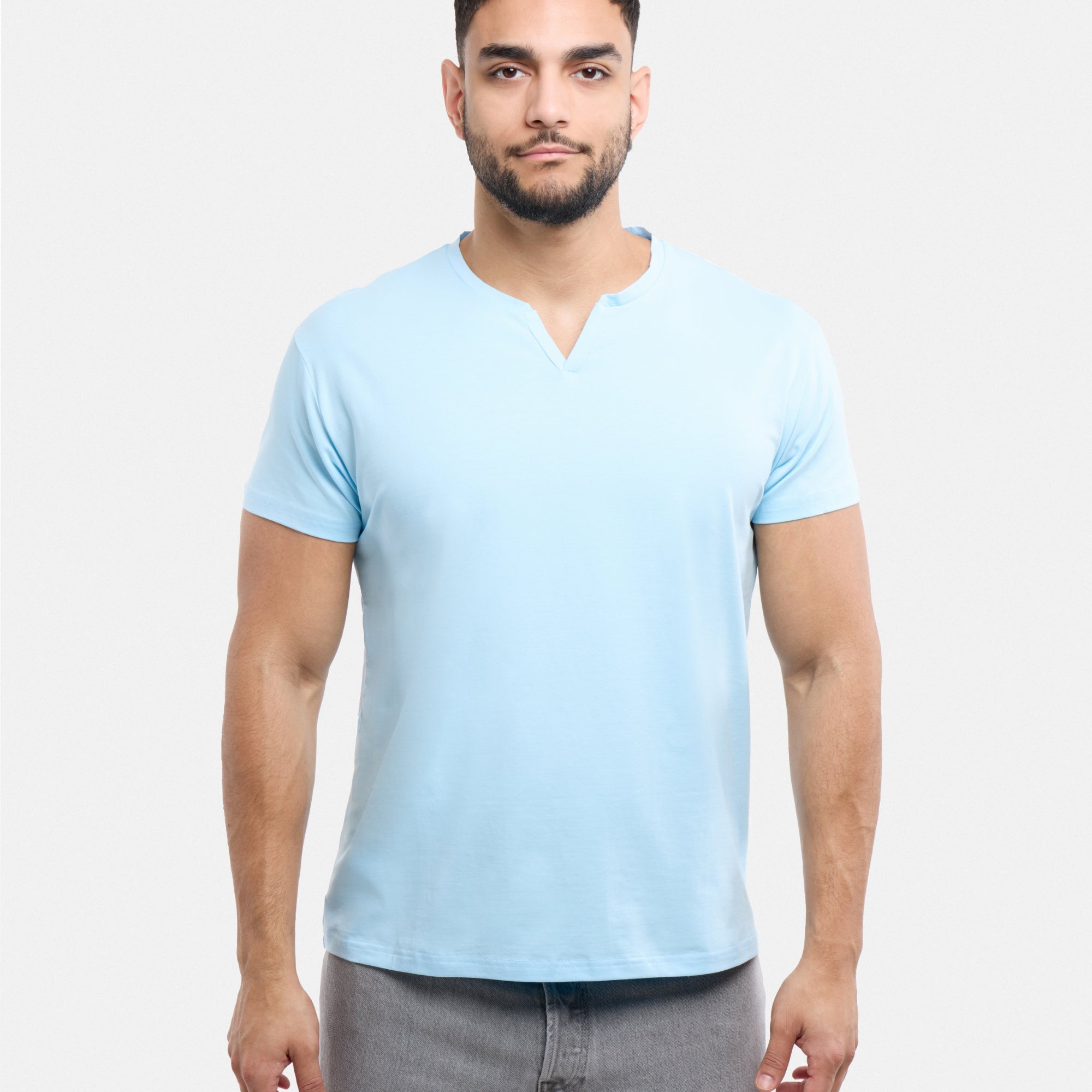 X RAY Men's Basic V-Notch Neck Short Sleeve Split Neck T-Shirtt