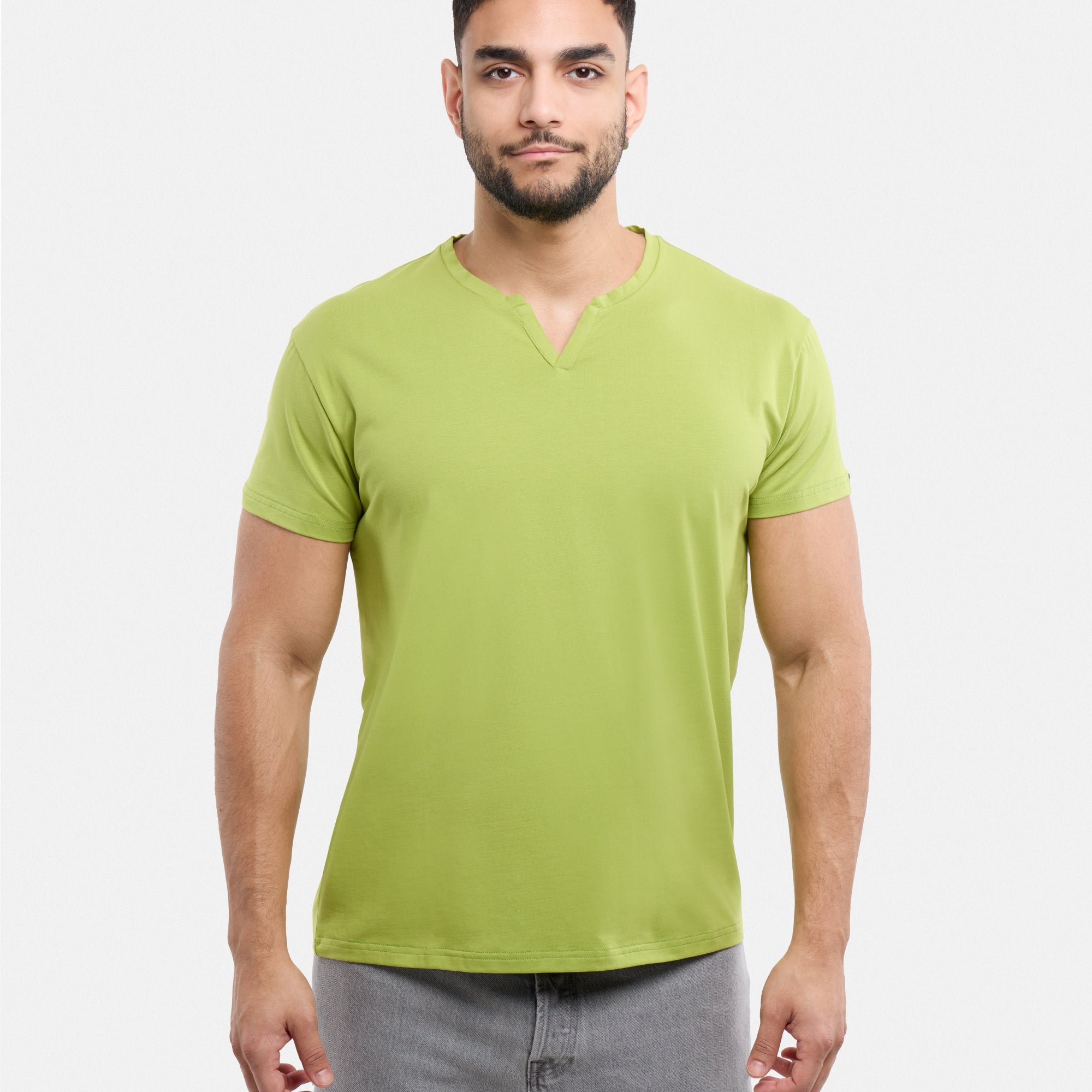 X RAY Men's Basic V-Notch Neck Short Sleeve Split Neck T-Shirtt
