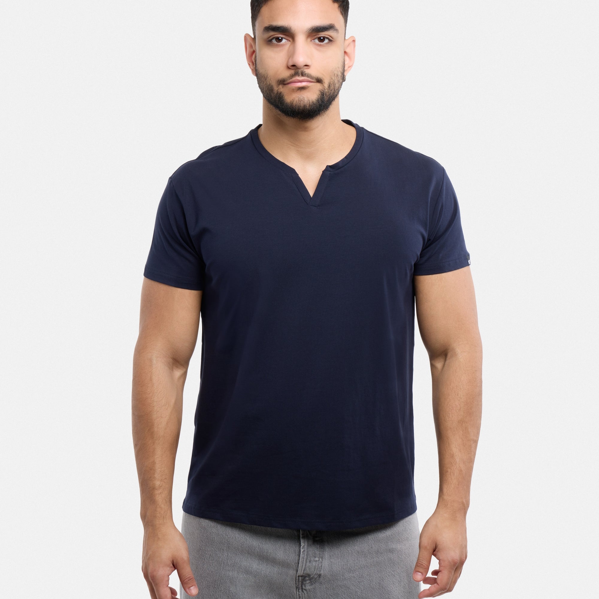 X RAY Men's Basic V-Notch Neck Short Sleeve Split Neck T-Shirtt