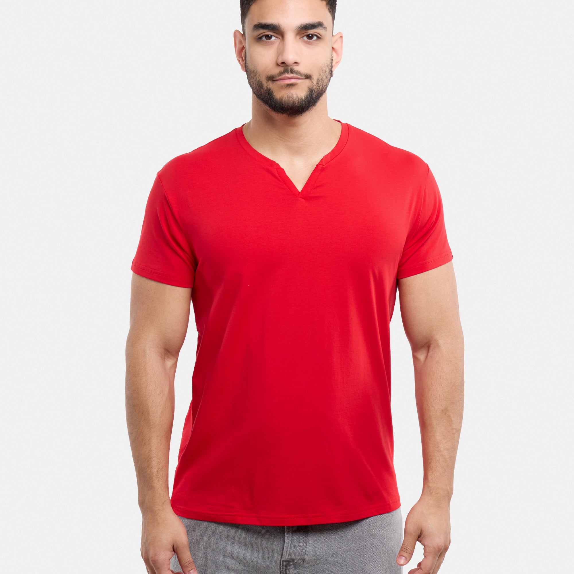 X RAY Men's Basic V-Notch Neck Short Sleeve Split Neck T-Shirtt