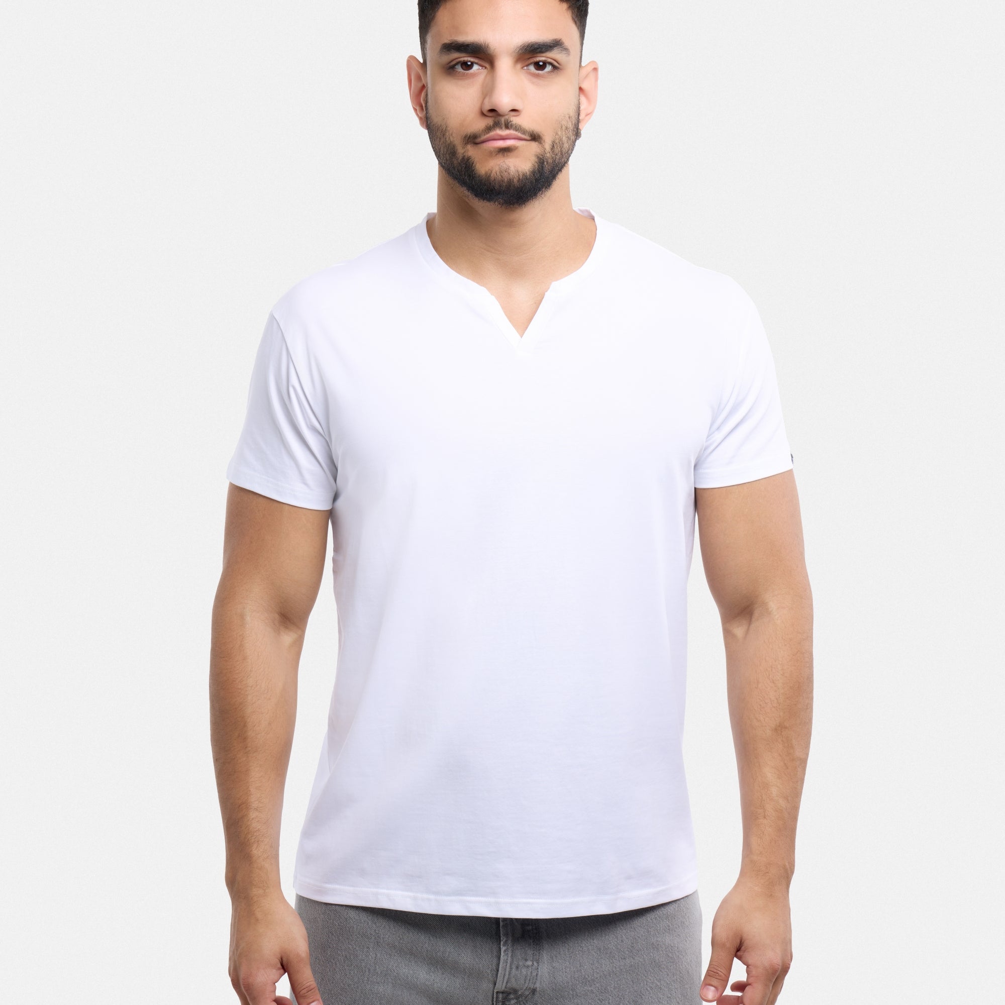 X RAY Men's Basic V-Notch Neck Short Sleeve Split Neck T-Shirtt