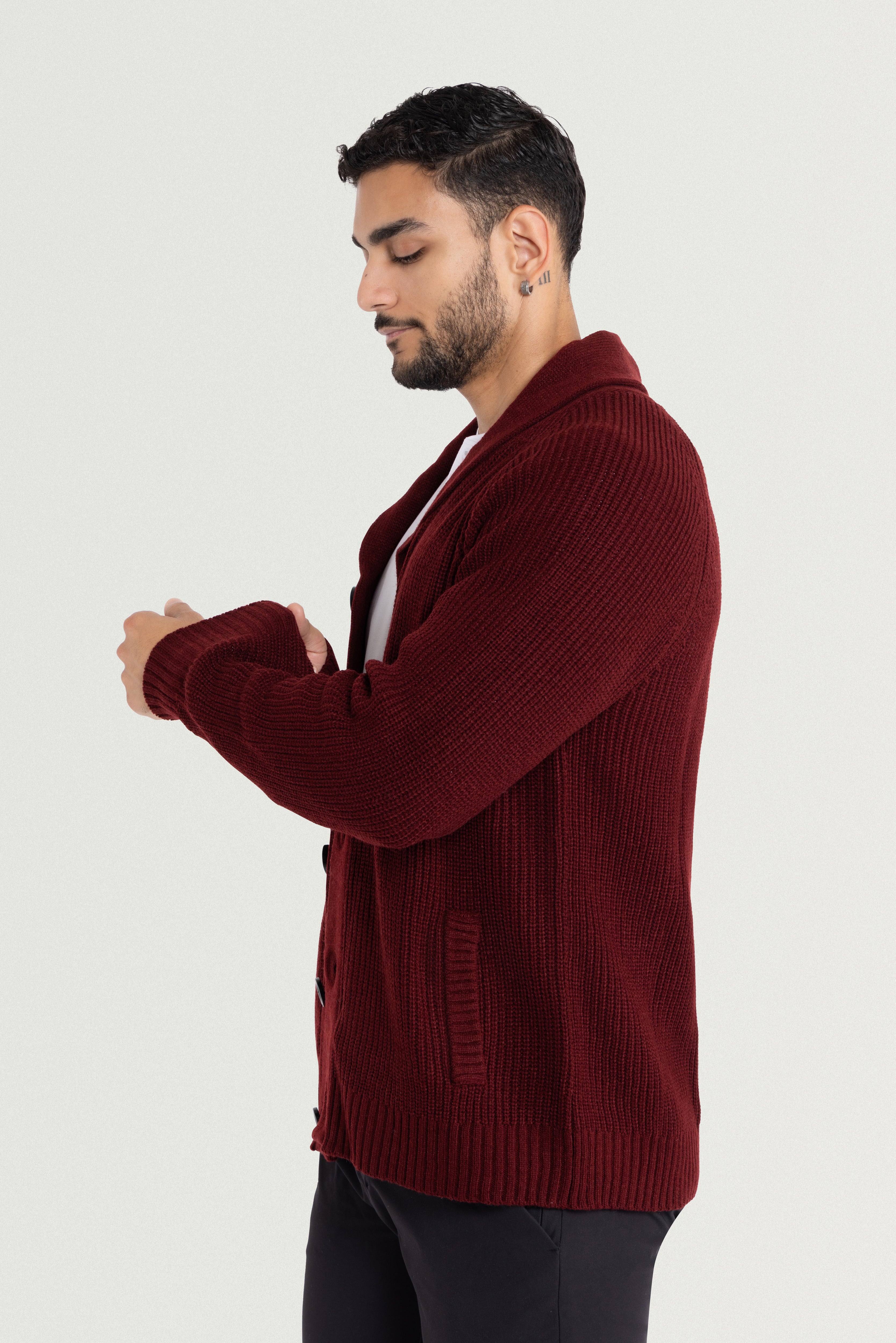 men's cable knit cardigan  men's button down sweater  men's shawl collar cardigan sweater