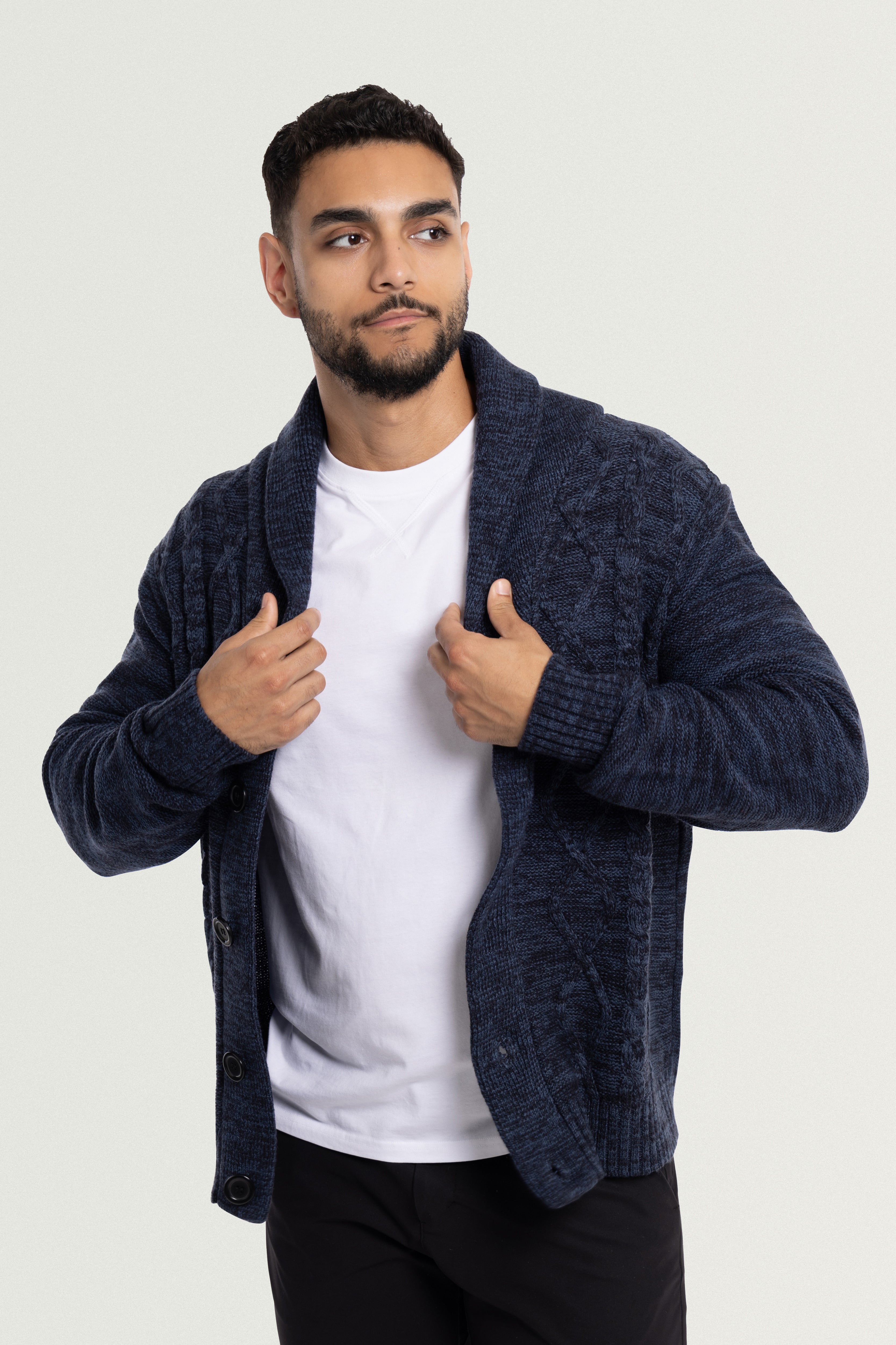 men's cable knit cardigan  men's button down sweater  men's shawl collar cardigan sweater
