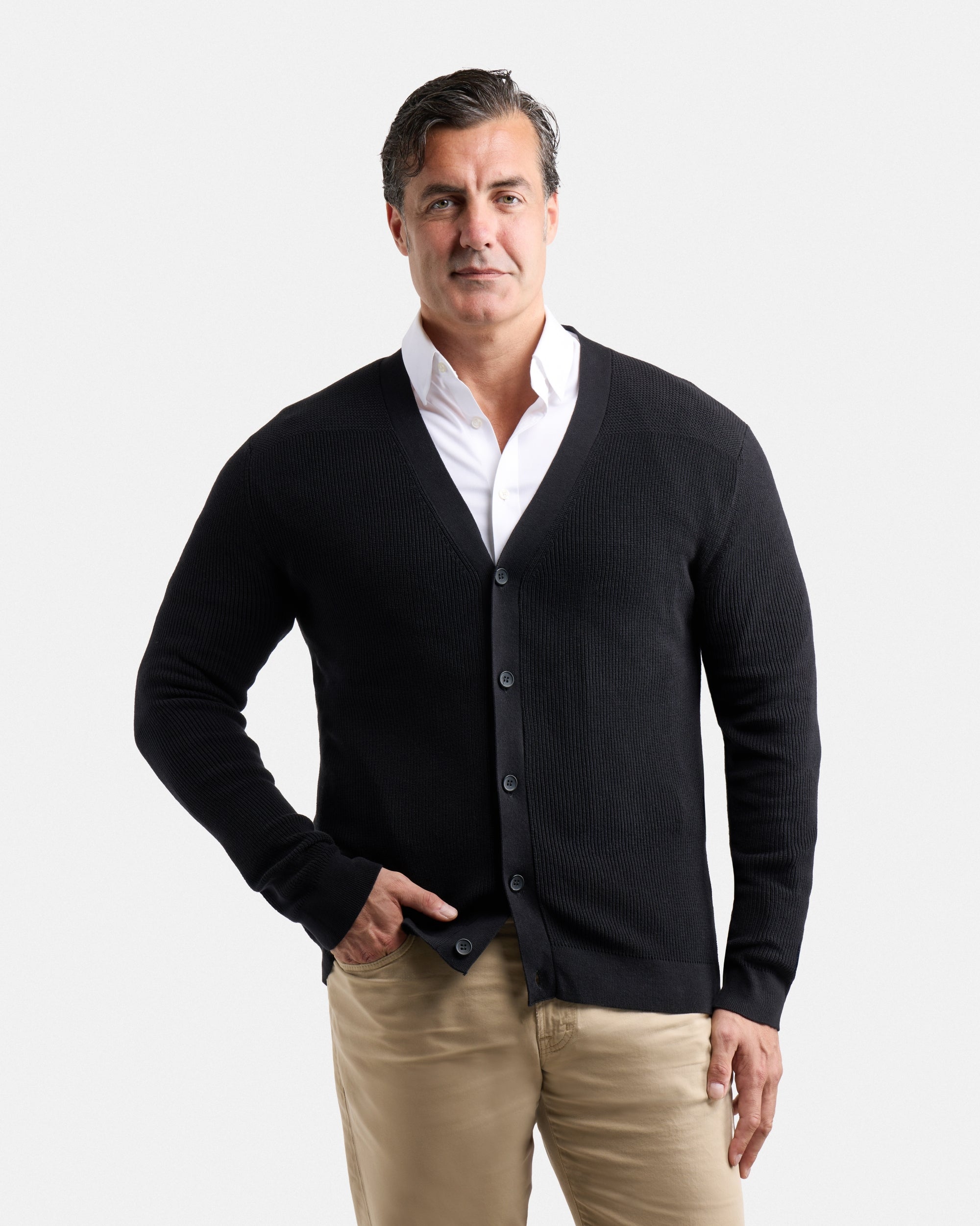 X RAY Men's Cotton Cardigan Sweater, Black, 5XL X RAY Men's Cotton Cardigan Sweater, Black, 5XL