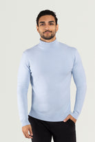  blue sweater men  blue turtleneck  blue turtleneck men  brown turtleneck men
