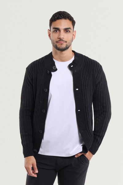 Suitroom(スーツルーム)★Round Button-Up Wool Cardigan X RAY Men's Stand Collar Button Ribbed Cardigan – X-RAY JEANS