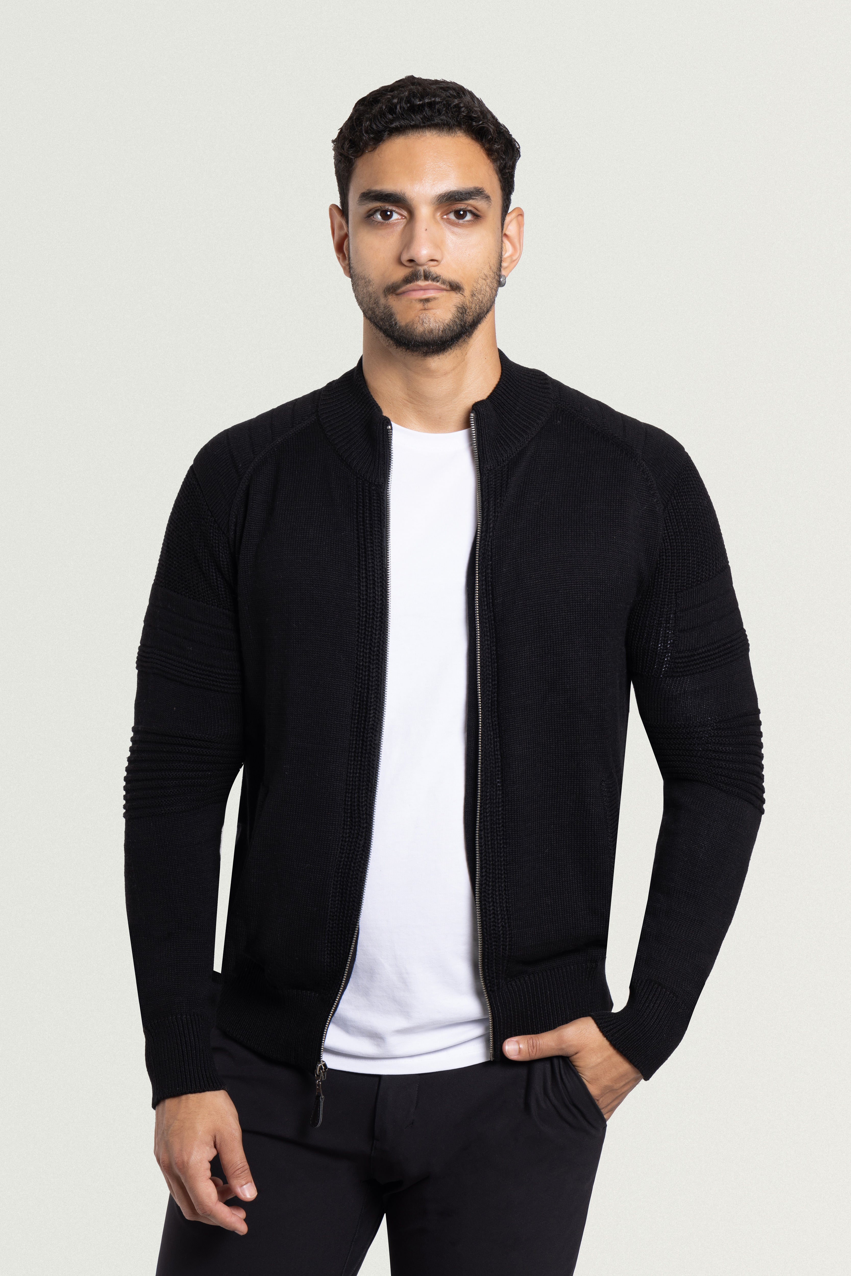 Knit Zip Mens Black Zip Up Cardigan X RAY Men's Slim Fit Full-Zip