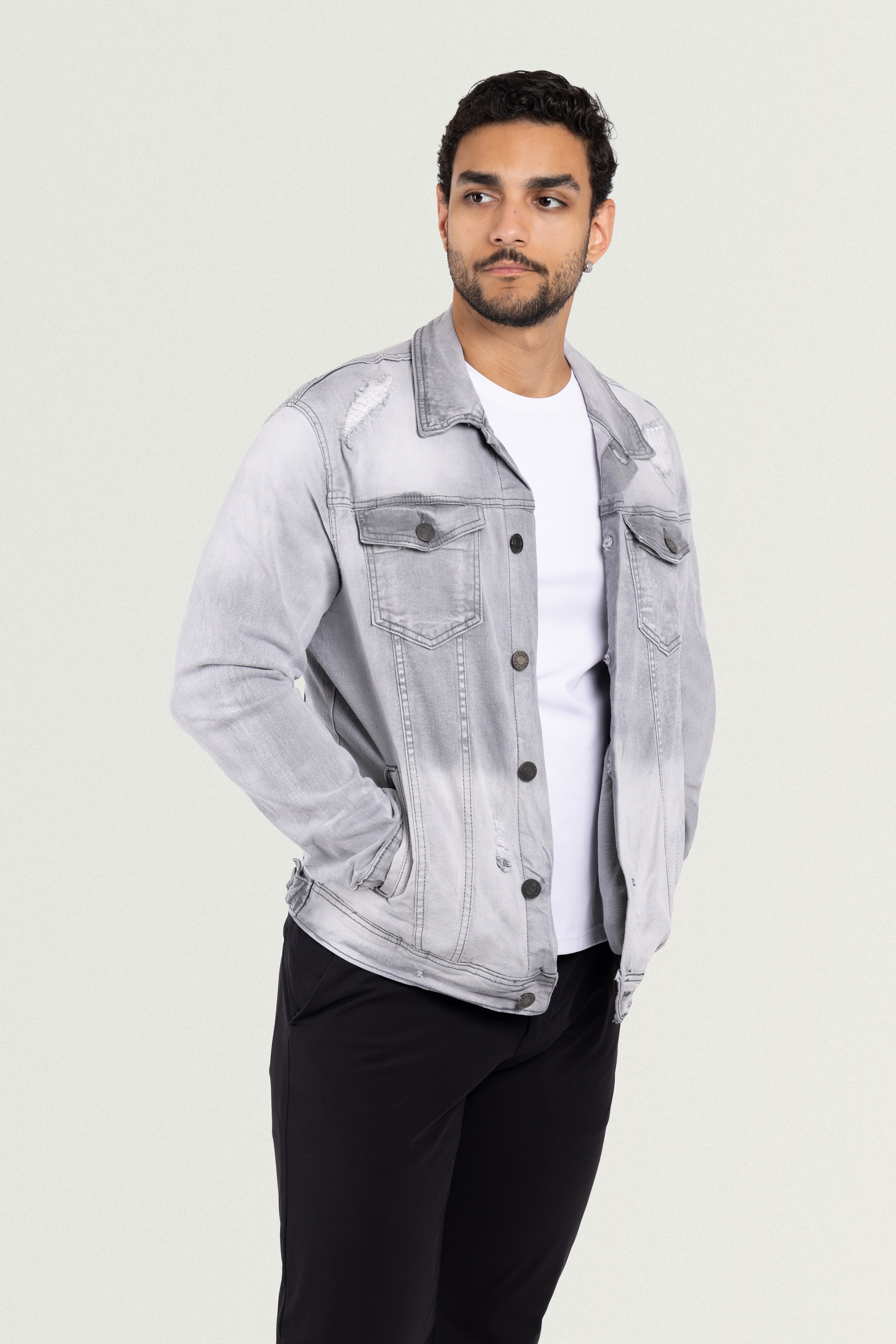 acid wash denim jacket men  big and tall jean jacket for men  black jacket with patches men
