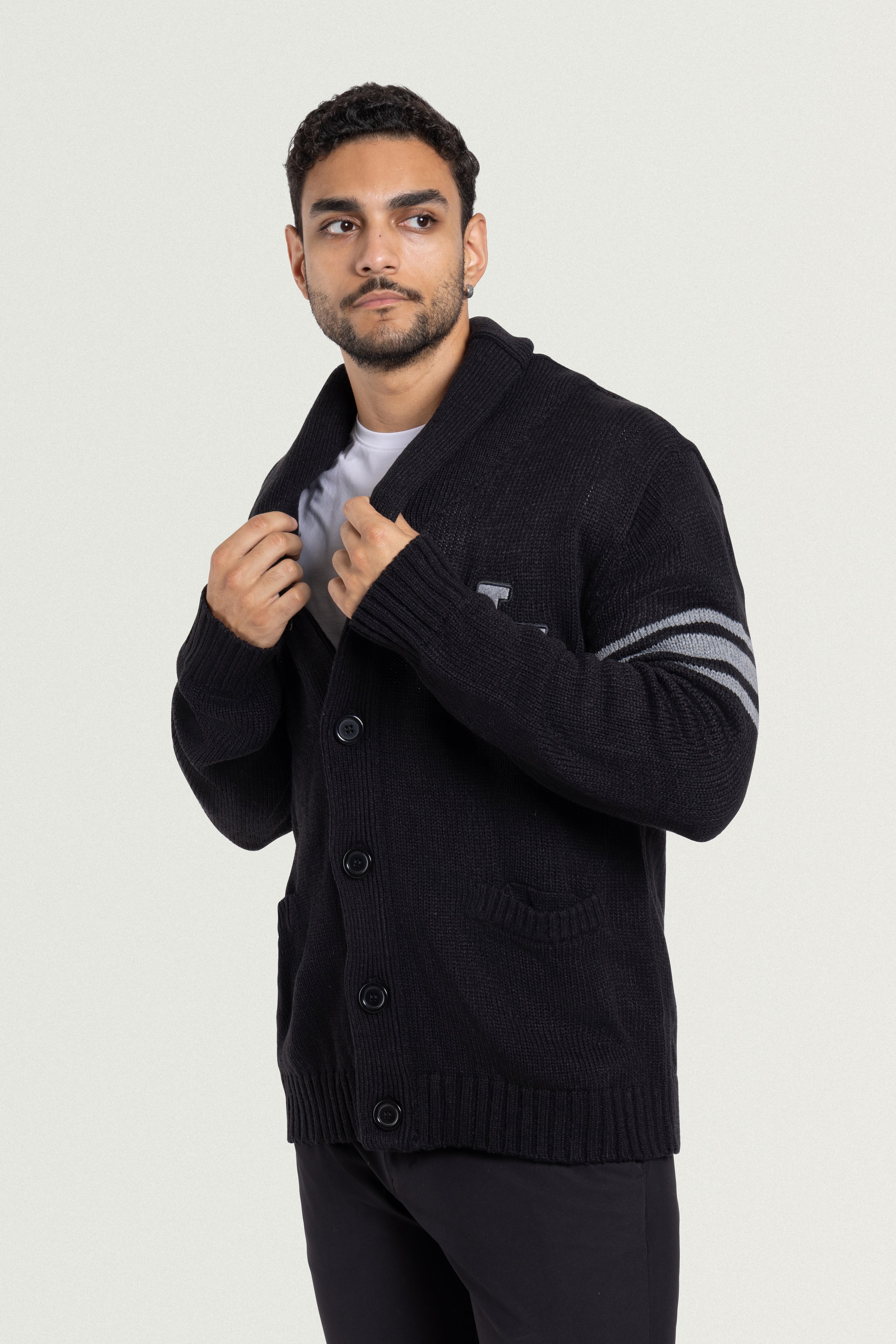 X RAY Men's Shawl Collar Heavy Gauge Cardigan With City