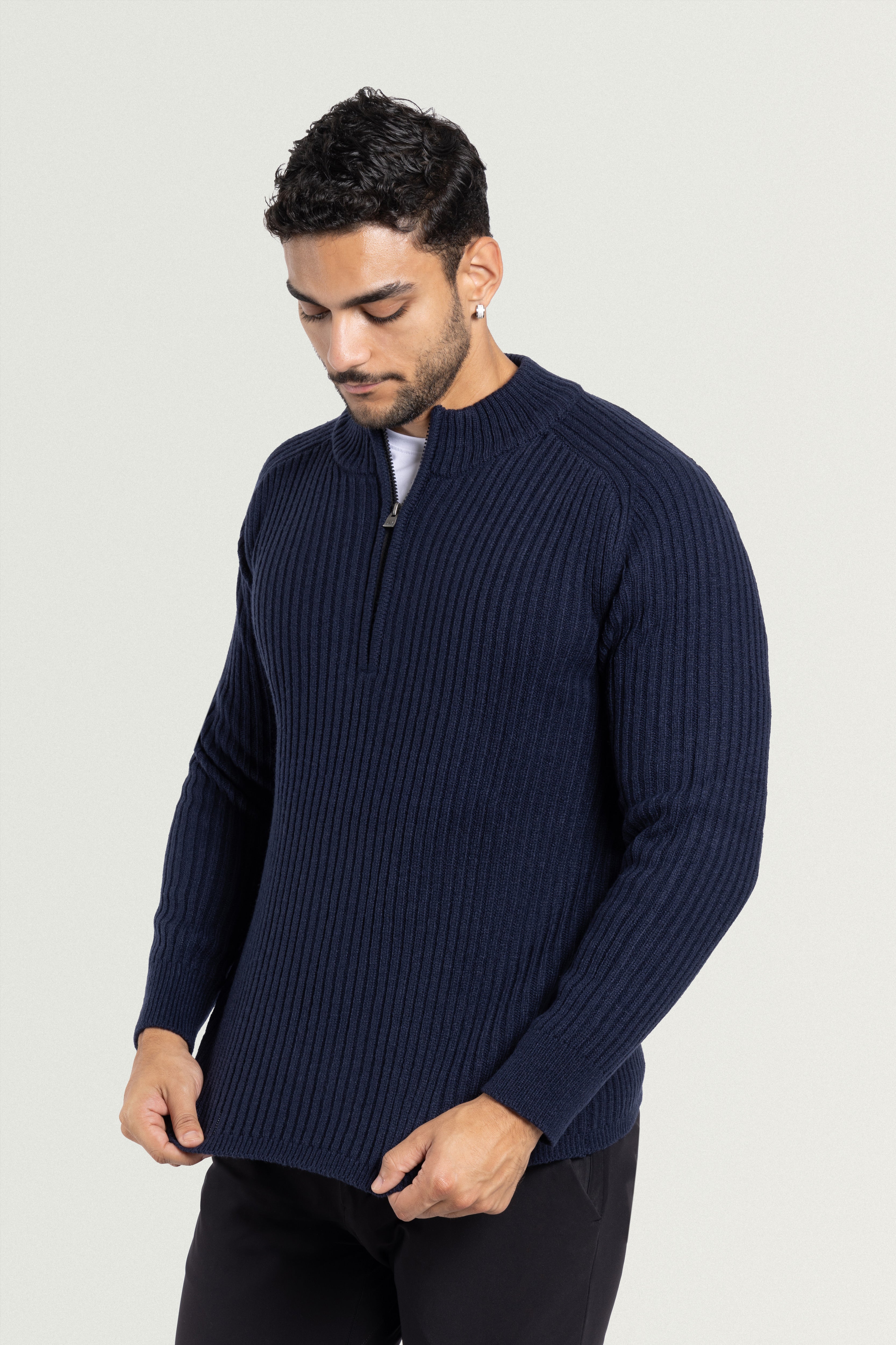 X RAY Men's Slim Fit Ribbed Mock Neck Quarter Zip Pullover X RAY Men's Slim Fit Ribbed Mock Neck Quarter Zip Pullover