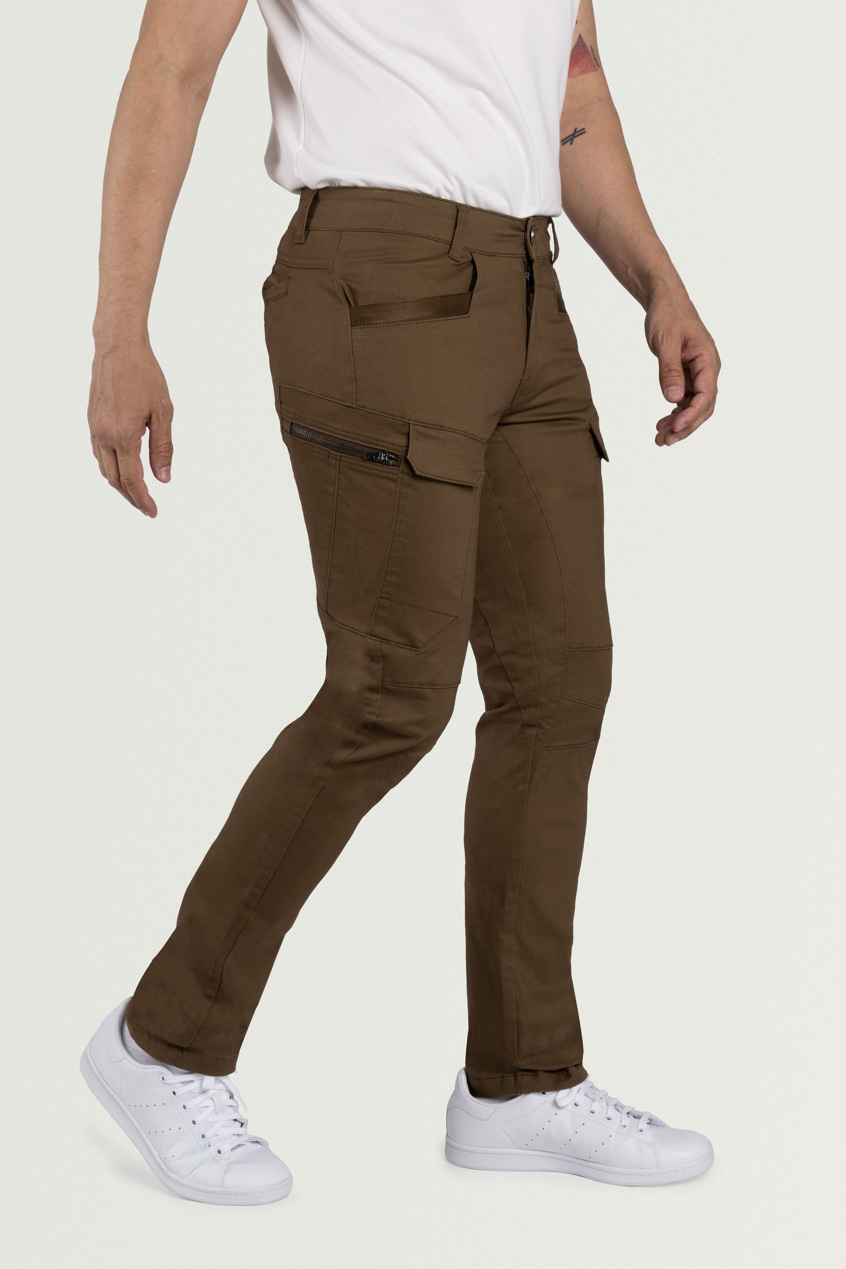  white joggers for men  anti pickpocket pants  articulated knee pants  beige cargo pants men
