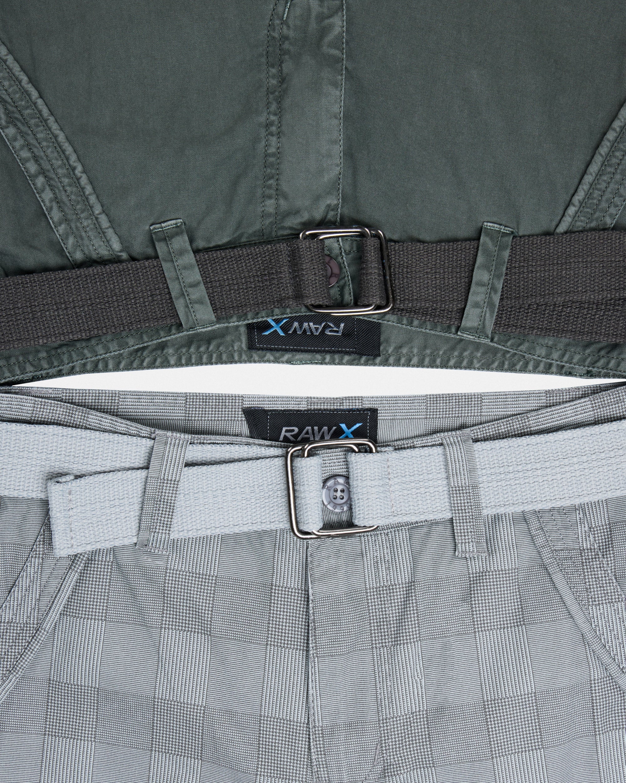 #2PSHB1100913/14 Boy's 2pcs Plaid Combo Belted Cargo Shorts-thumbmail-3