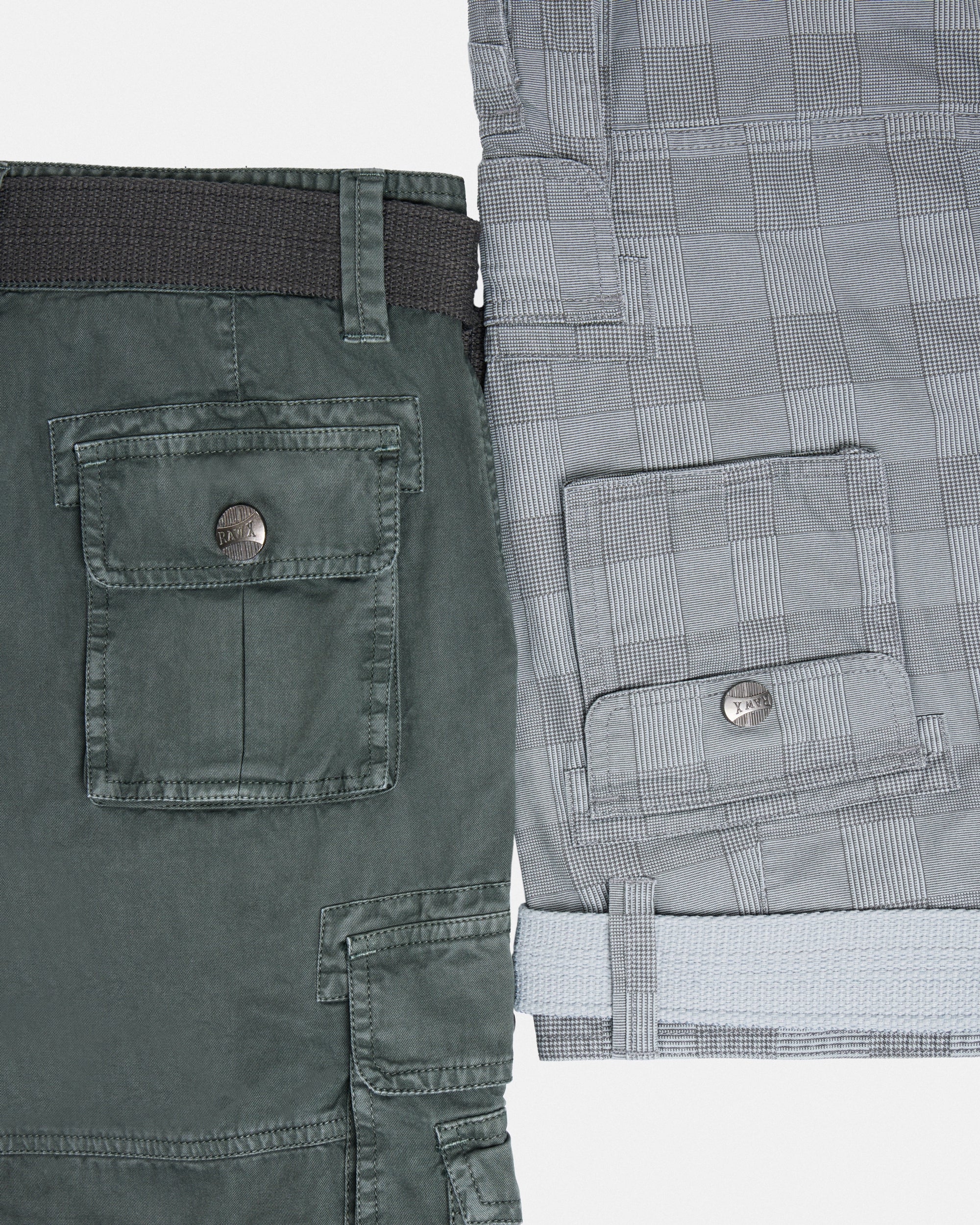 #2PSHB1100913/14 Boy's 2pcs Plaid Combo Belted Cargo Shorts-thumbmail-5