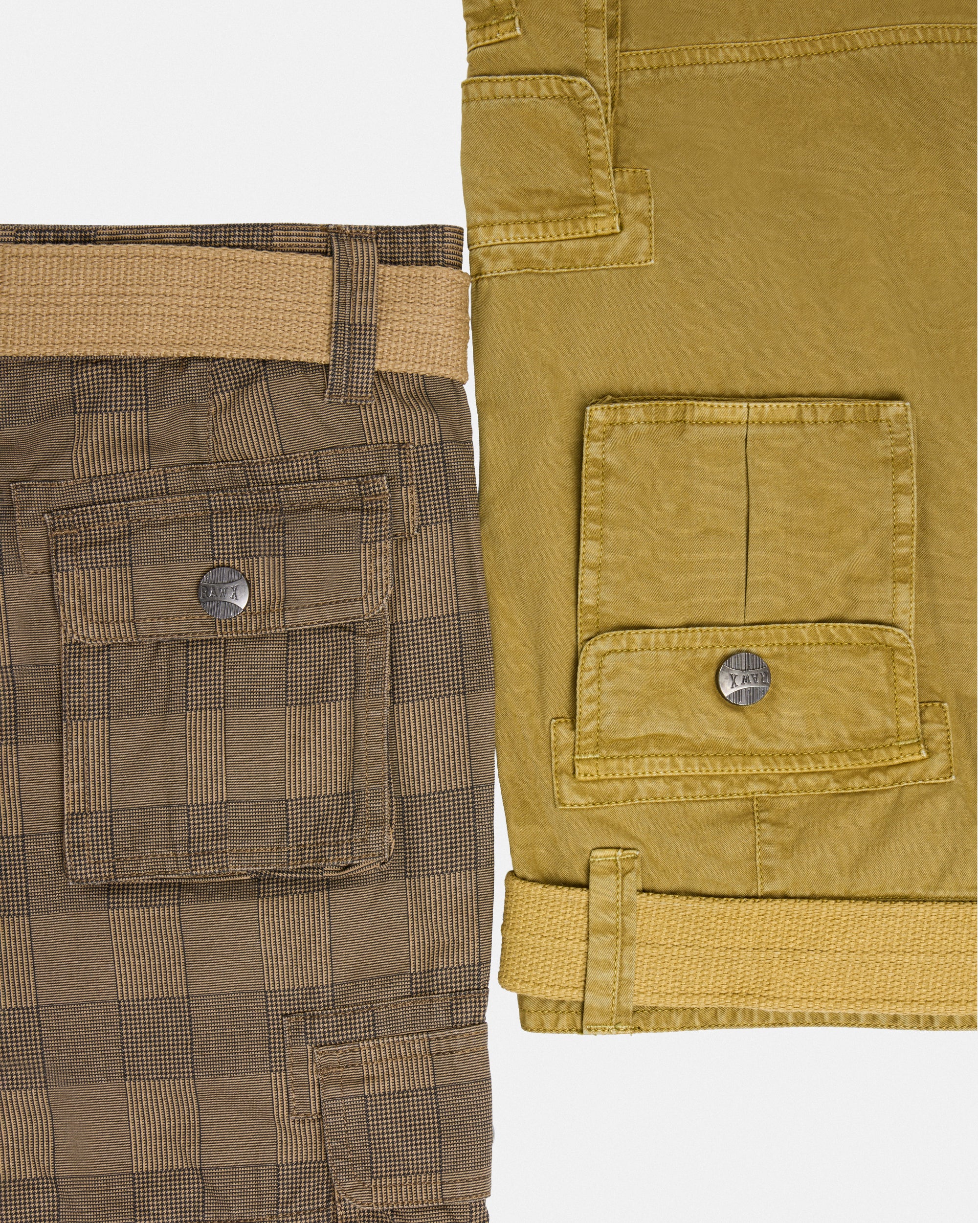 #2PSHB1100913/14 Boy's 2pcs Plaid Combo Belted Cargo Shorts-thumbmail-10