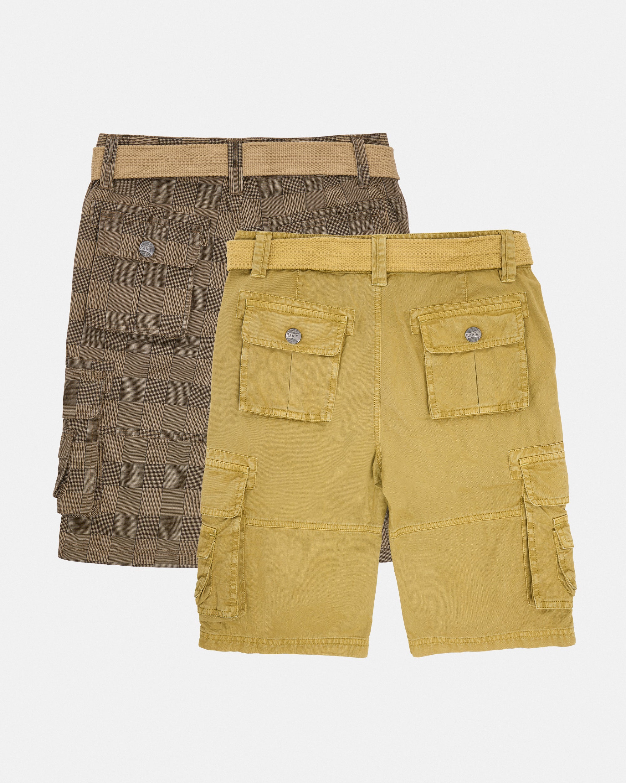 #2PSHB1100913/14 Boy's 2pcs Plaid Combo Belted Cargo Shorts-thumbmail-7