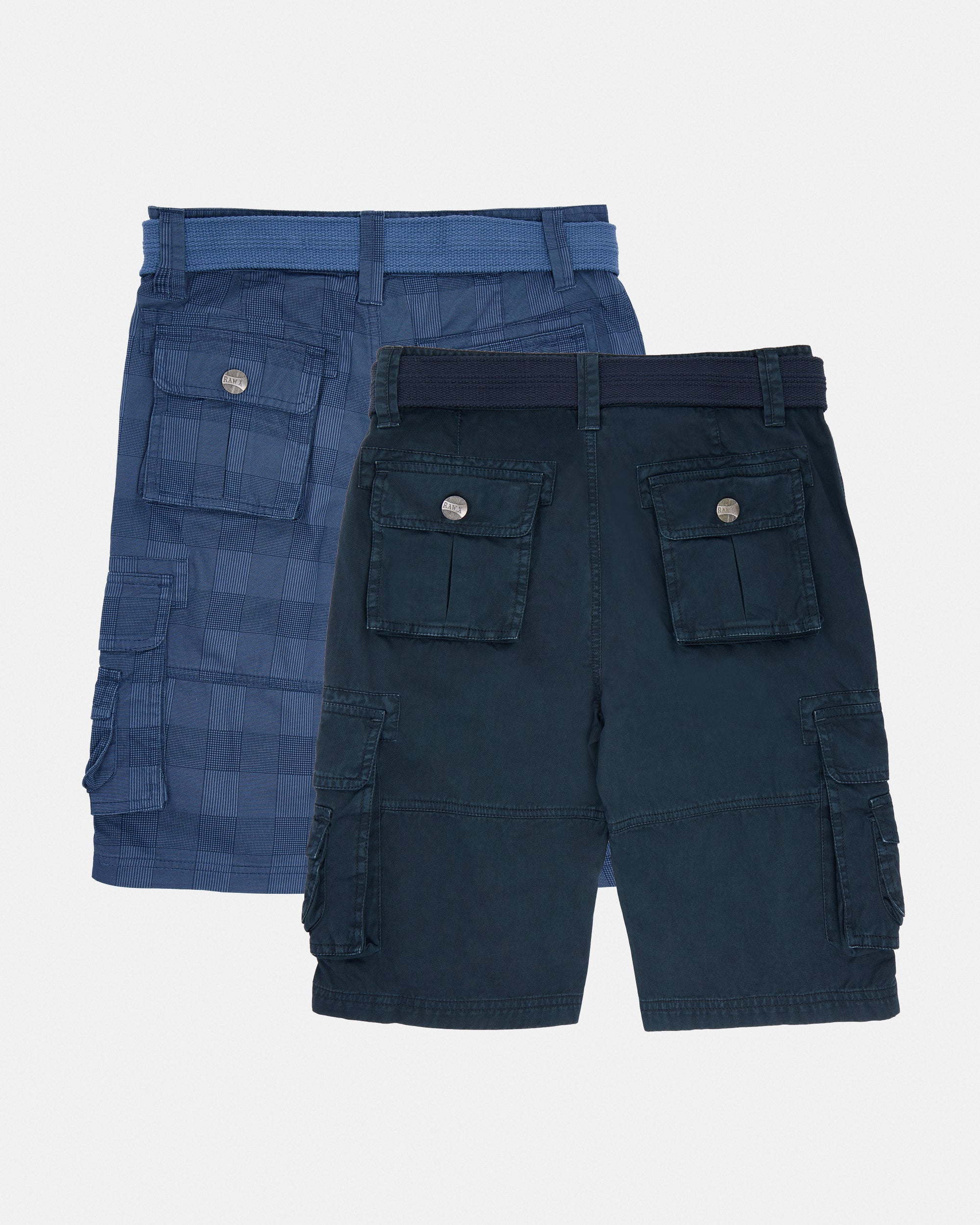 #2PSHB1100913/14 Boy's 2pcs Plaid Combo Belted Cargo Shorts-thumbmail-12
