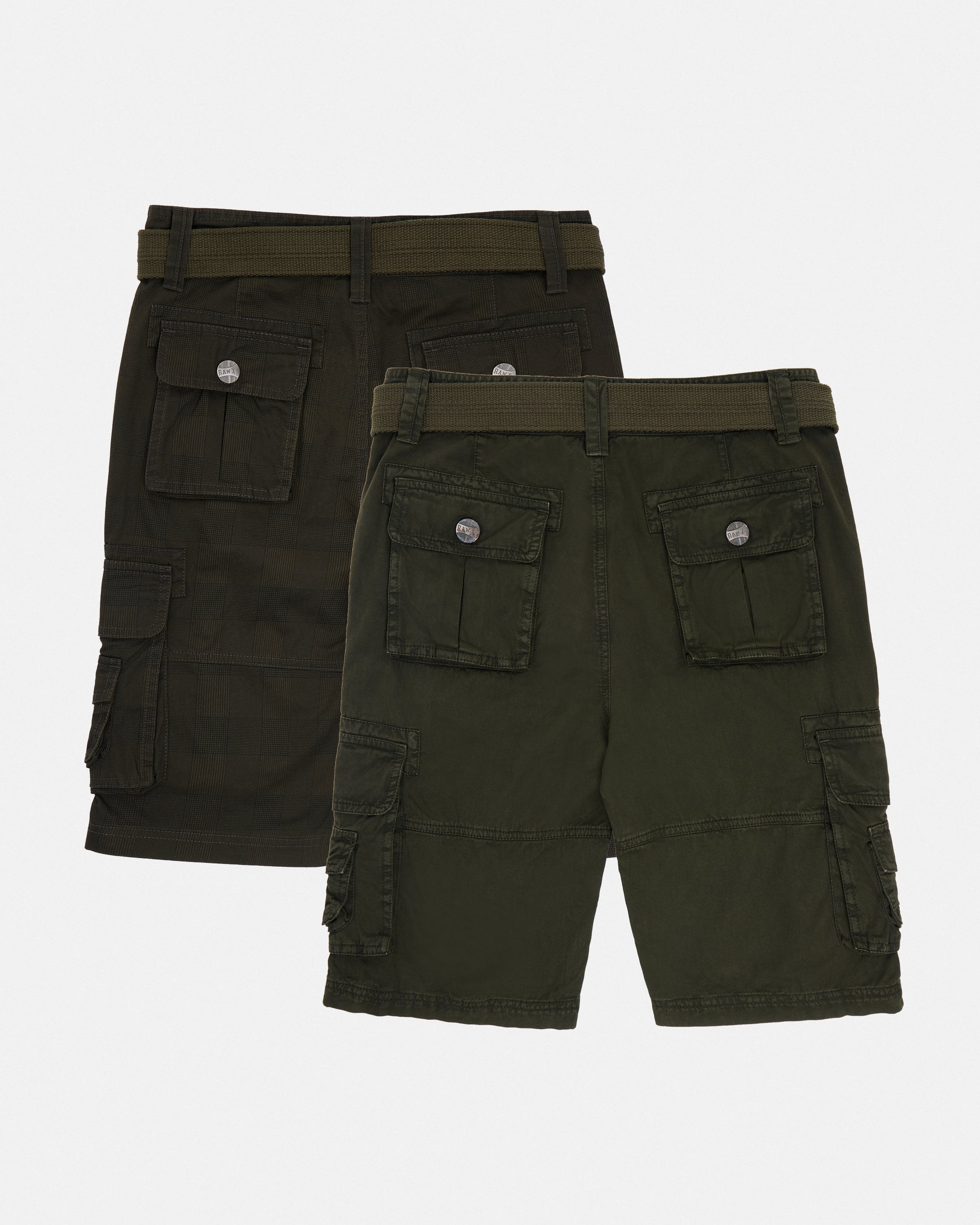 #2PSHB1100913/14 Boy's 2pcs Plaid Combo Belted Cargo Shorts-thumbmail-17