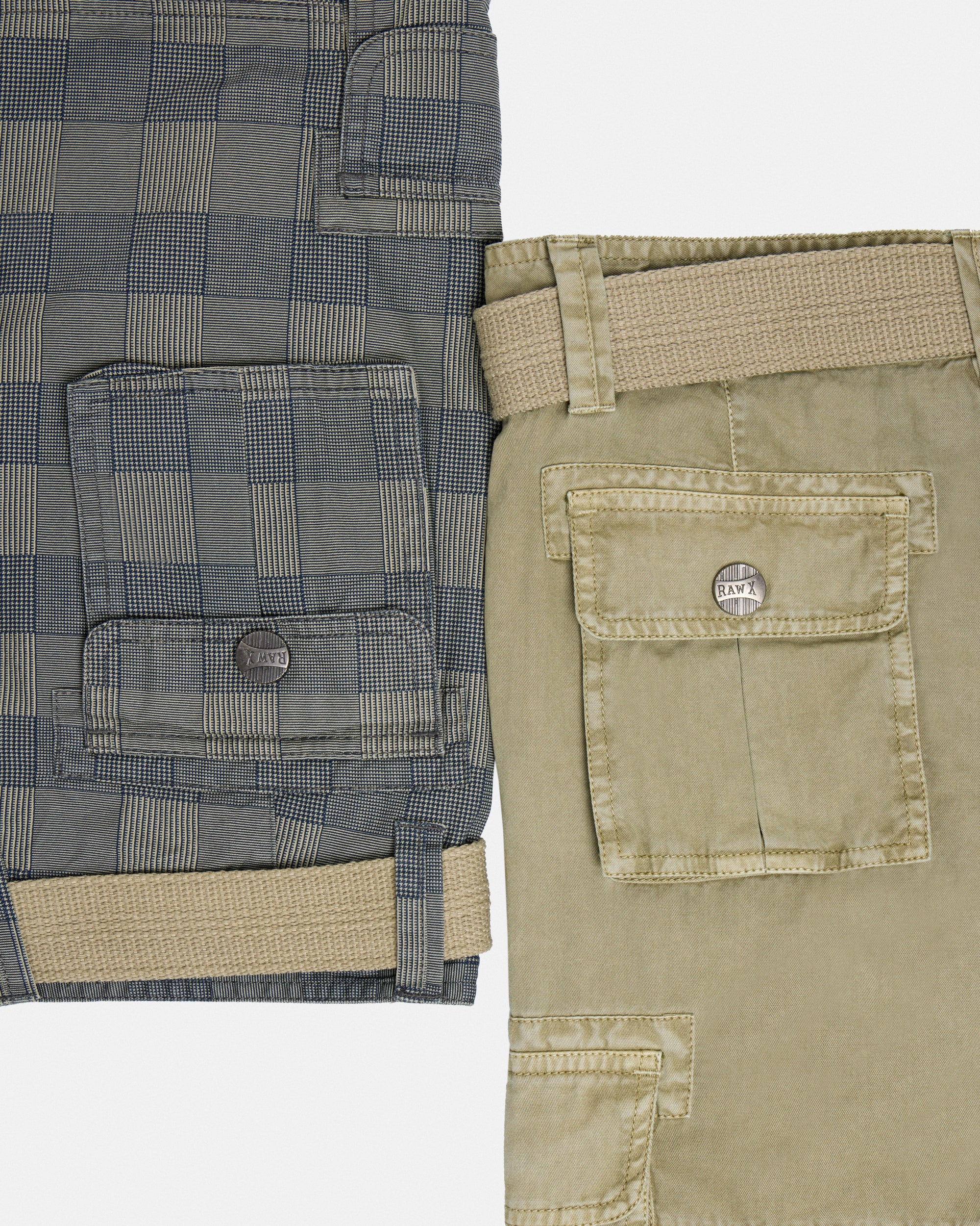 #2PSHB1100913/14 Boy's 2pcs Plaid Combo Belted Cargo Shorts-thumbmail-25
