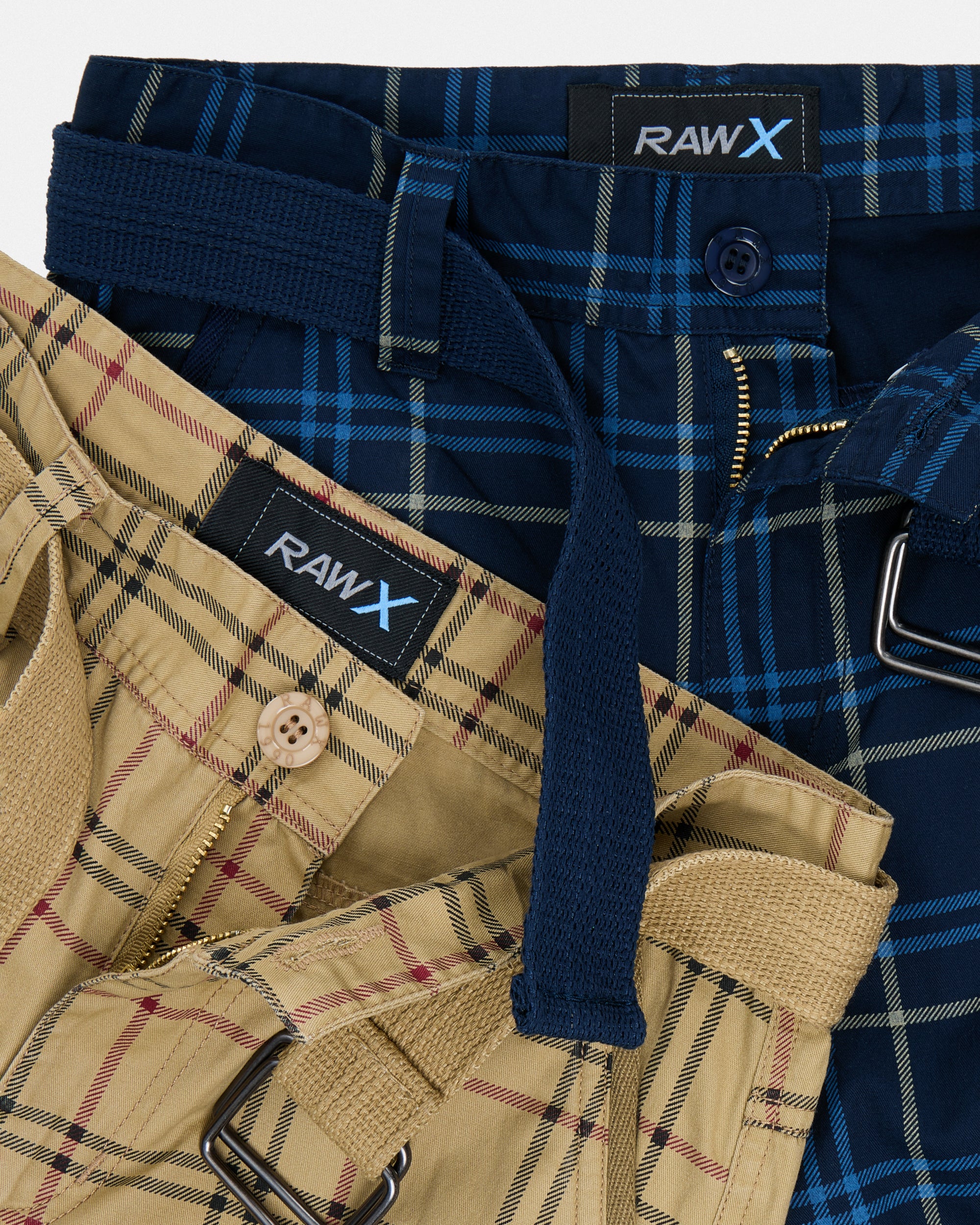 #2PSHB1100913/14 Boy's 2pcs Plaid Combo Belted Cargo Shorts-thumbmail-39
