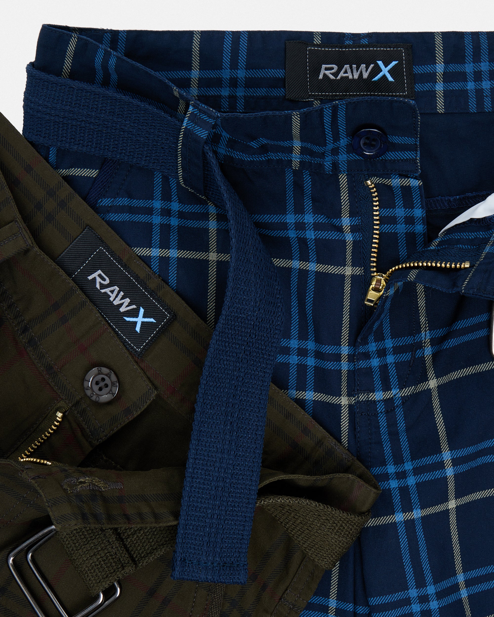 #2PSHB1100913/14 Boy's 2pcs Plaid Combo Belted Cargo Shorts-thumbmail-44