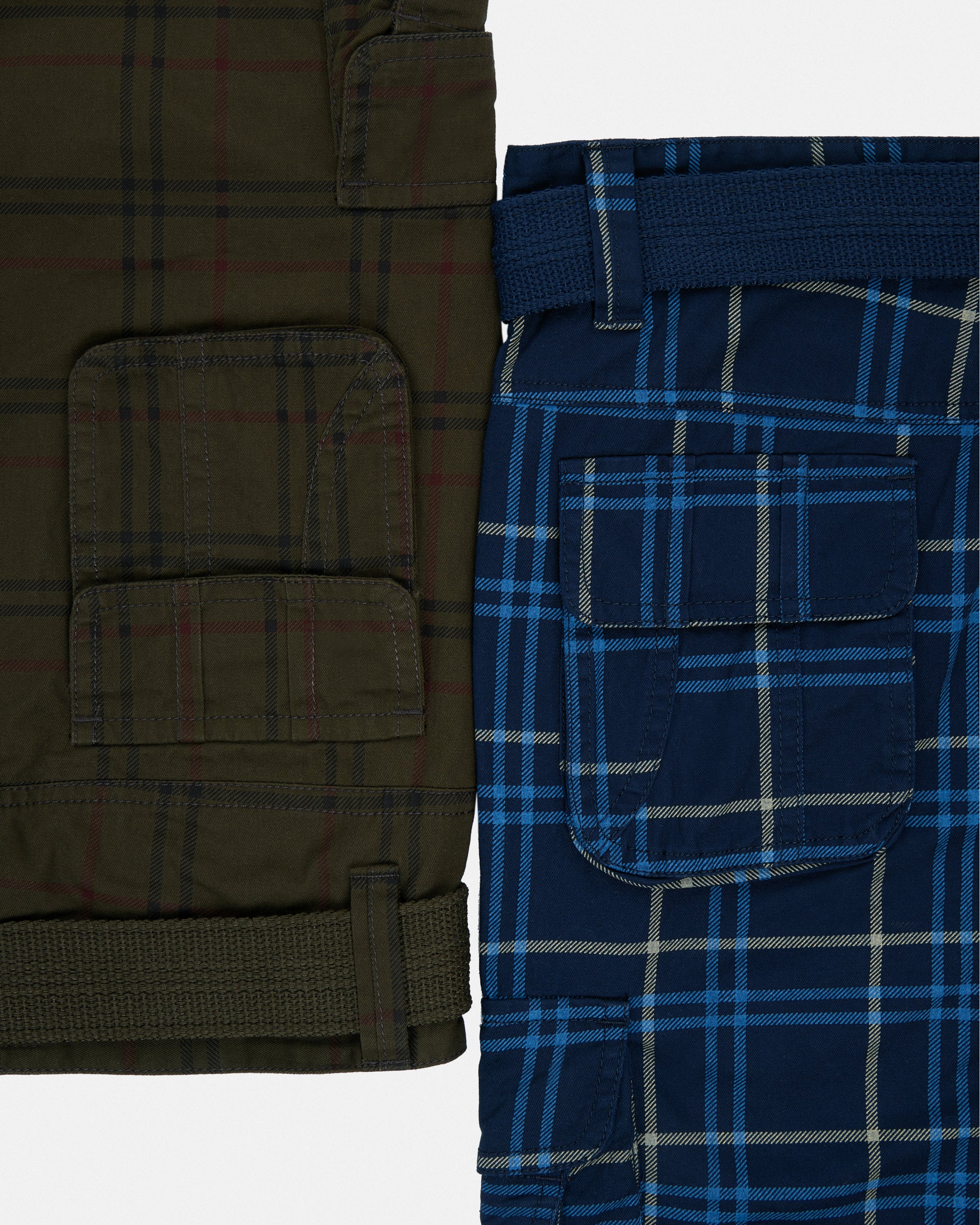 #2PSHB1100913/14 Boy's 2pcs Plaid Combo Belted Cargo Shorts-thumbmail-45