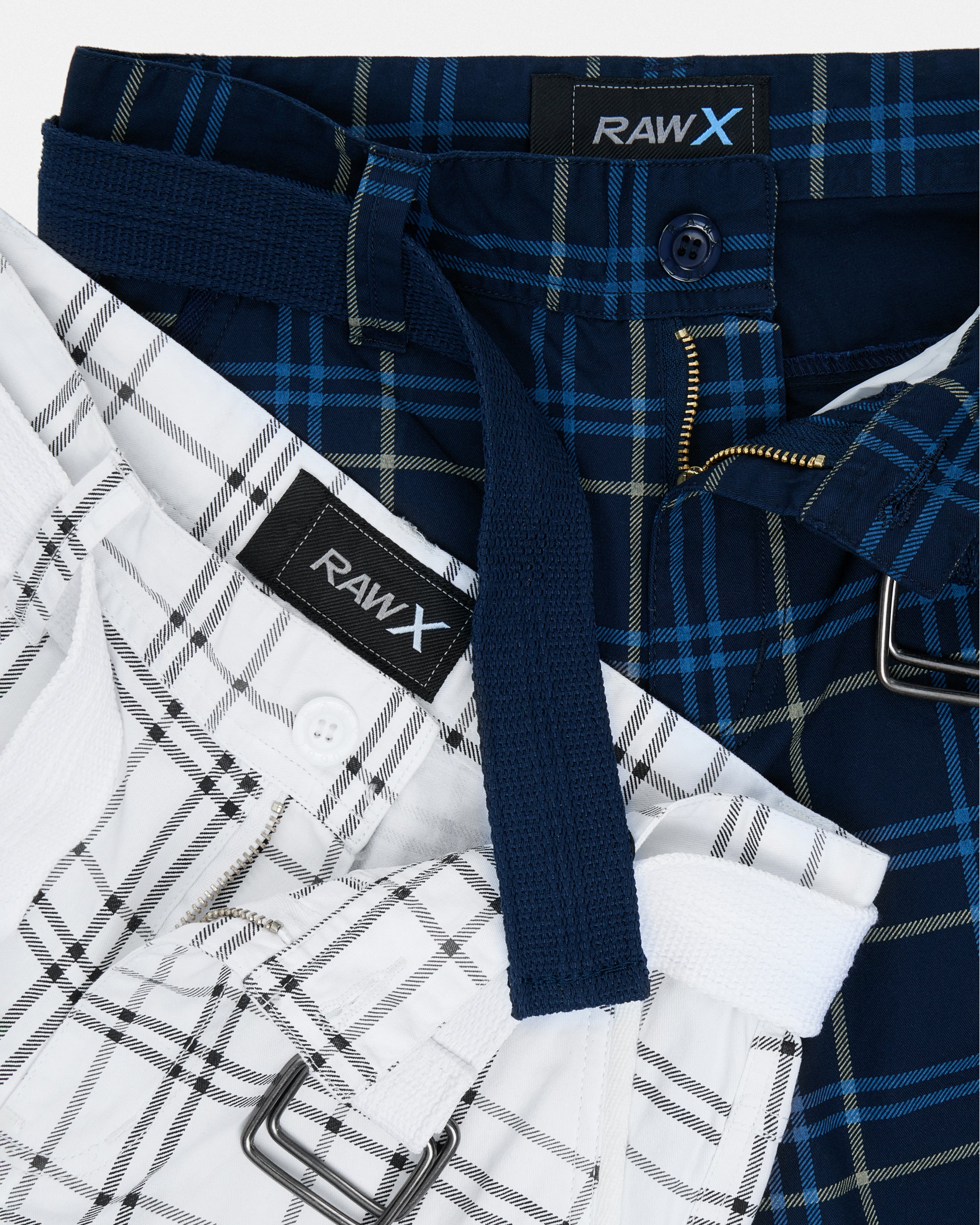 #2PSHB1100913/14 Boy's 2pcs Plaid Combo Belted Cargo Shorts-thumbmail-48