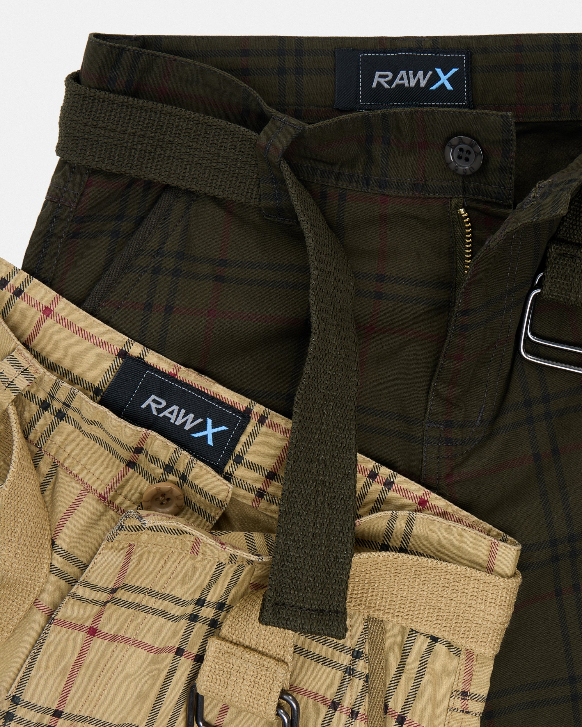 #2PSHB1100913/14 Boy's 2pcs Plaid Combo Belted Cargo Shorts-thumbmail-54