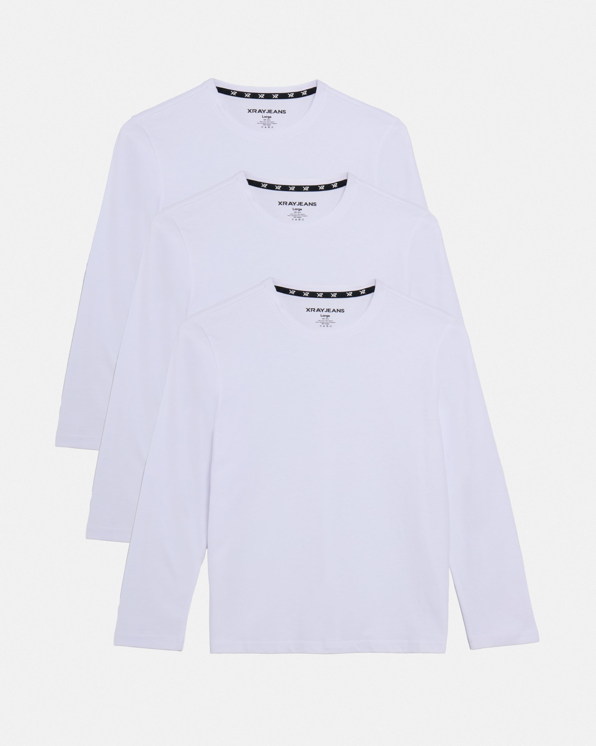 3 Pack Kids And Boys Basic Long Sleeve Crewneck T-Shirts