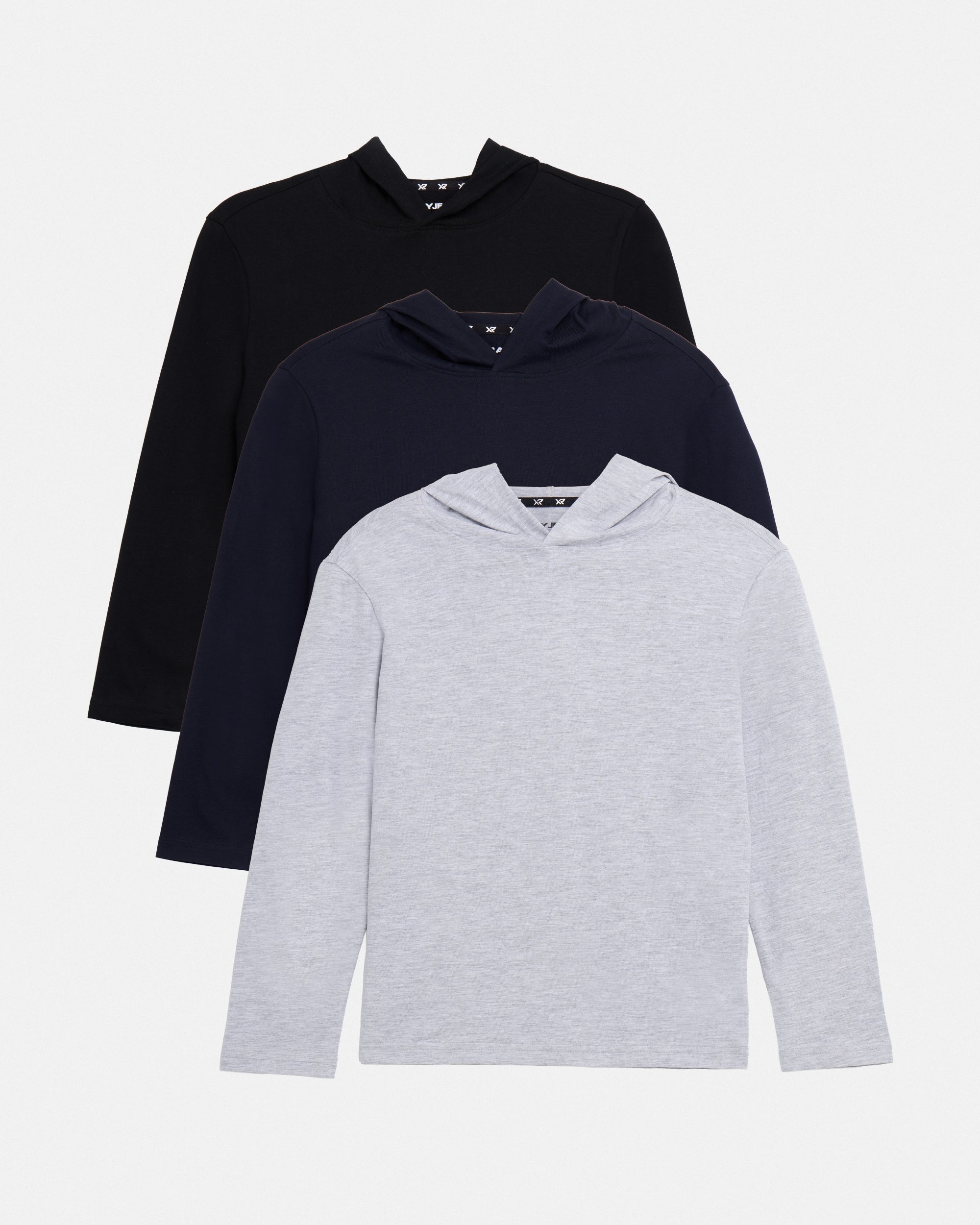 3 Pack Kids And Boys Basic Long Sleeve Hoodie T-Shirts