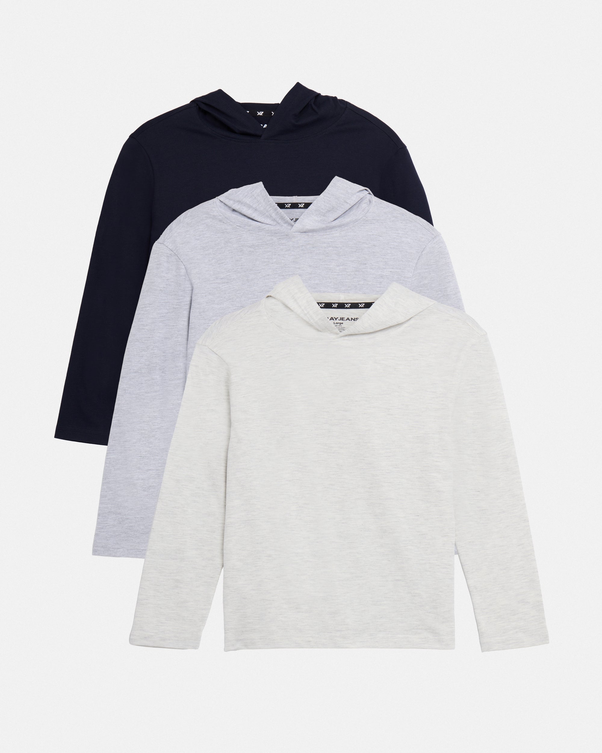 3 Pack Kids And Boys Basic Long Sleeve Hoodie T-Shirts