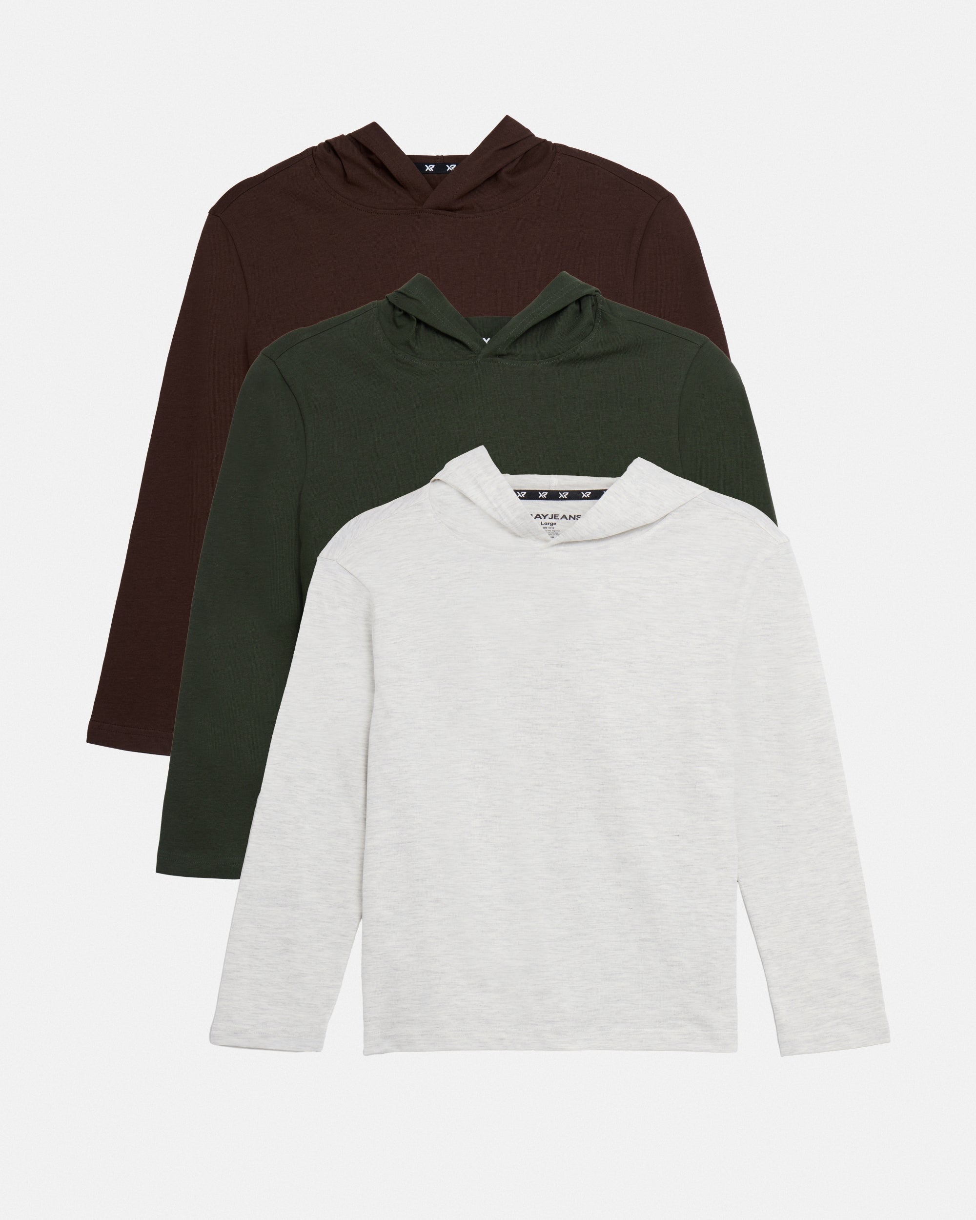 3 Pack Kids And Boys Basic Long Sleeve Hoodie T-Shirts