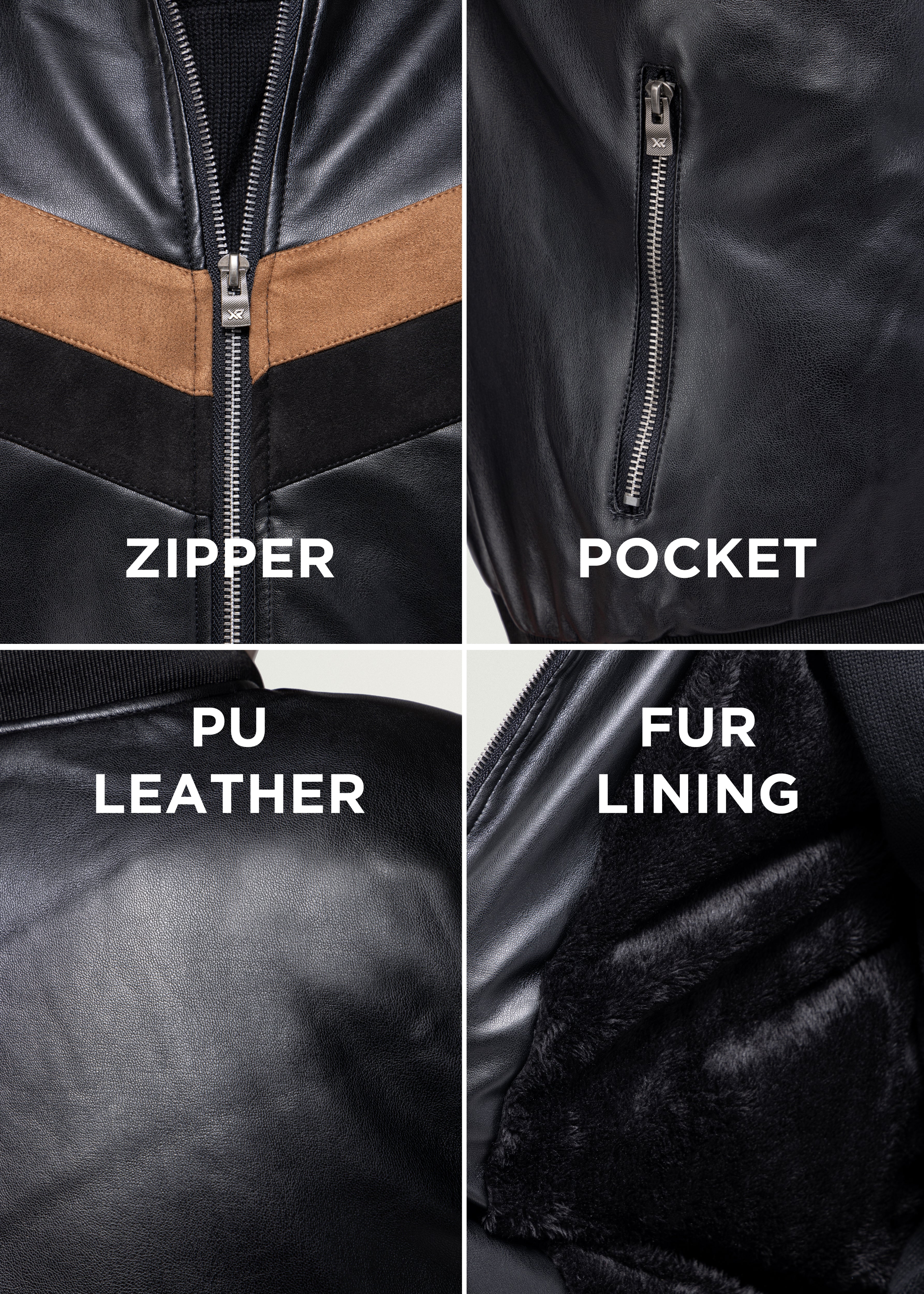 X RAY Men's Shiny PU Leather Hooded Jacket With Faux Suede